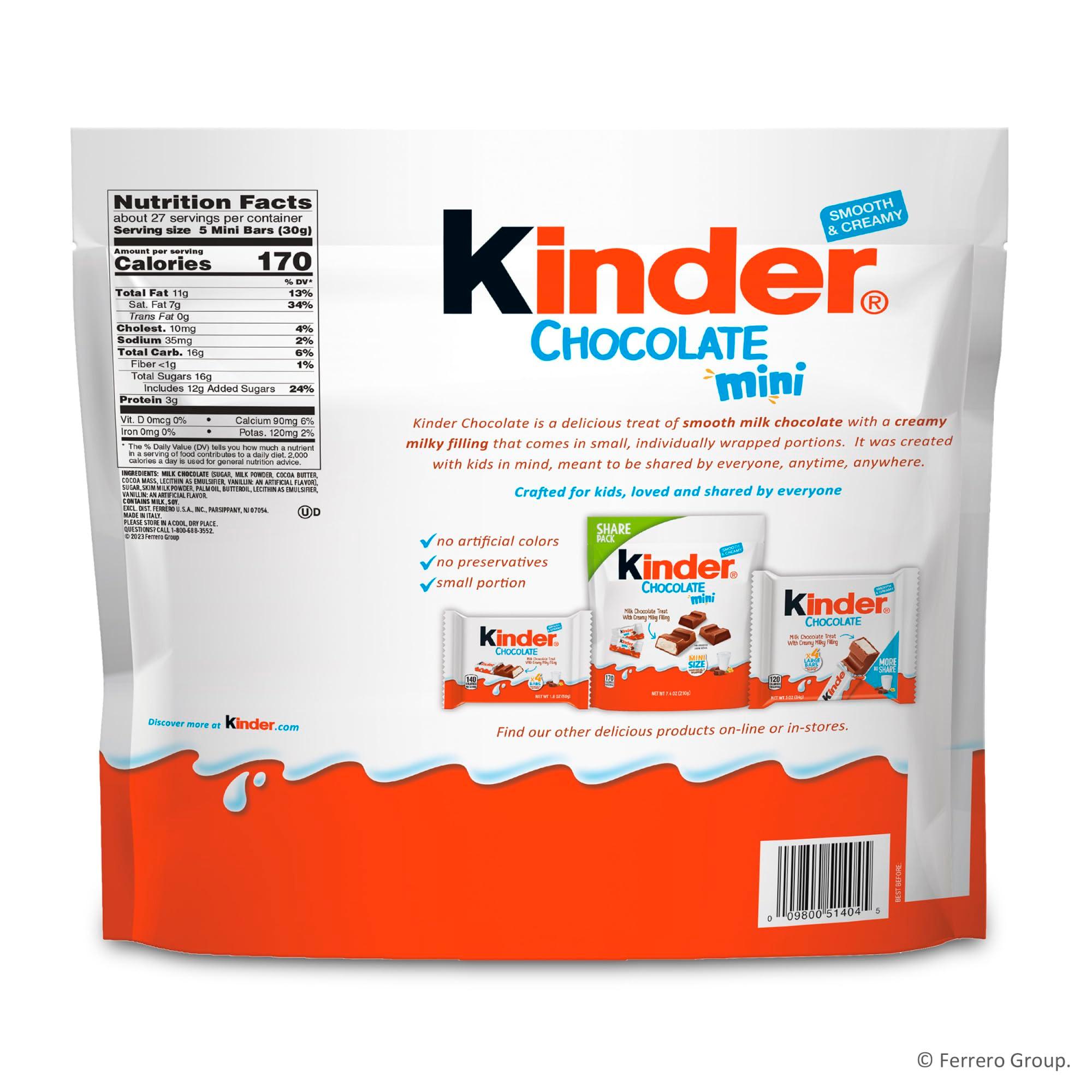 Kinder Chocolate Mini, 29.2 oz Bulk Pack, Up to 138 Minis, Milk Chocolate Bar with Creamy Milky Filling, Individually Wrapped Candy - Image 3