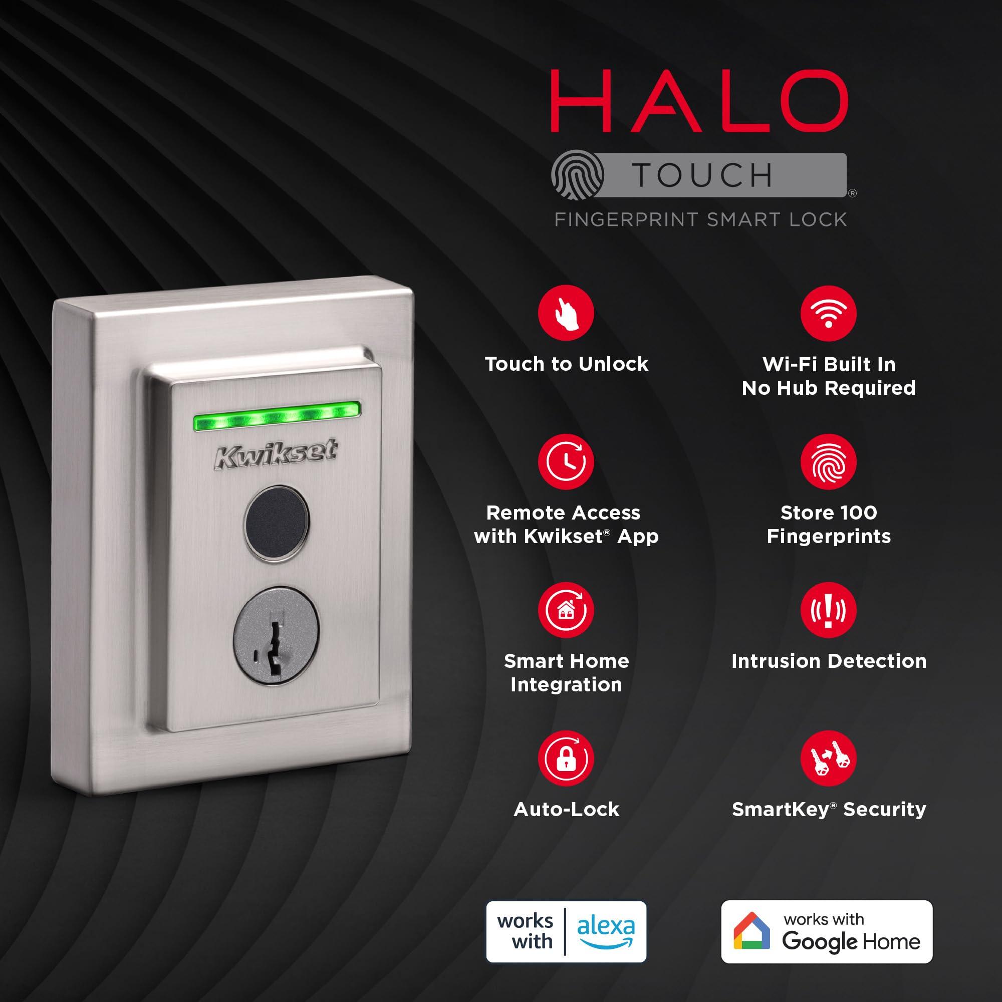 Kwikset Halo Touch Fingerprint Wi-Fi Smart Lock, Keyless Entry Door Low Profile Deadbolt, Geofence Auto-Unlock, Grade AAA Certified, No Hub Easy Install, Satin Nickel Lifetime Finish Warranty, Square - Image 10