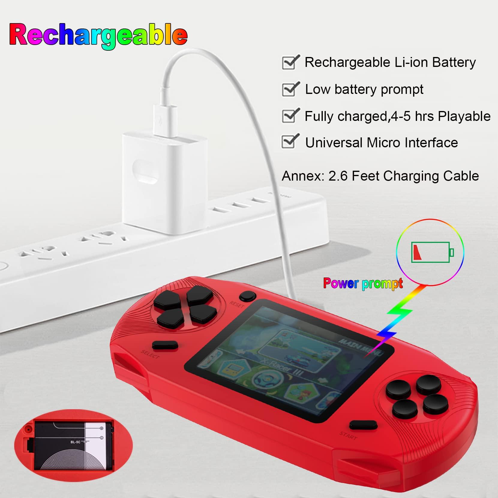 Beijue 16 Bit Handheld Games for Kids Adults 3.0'' Large Screen Preloaded 100 HD Classic Retro Video Games USB Rechargeable Seniors Electronic Game Player Birthday Xmas Present (Red) - Image 5