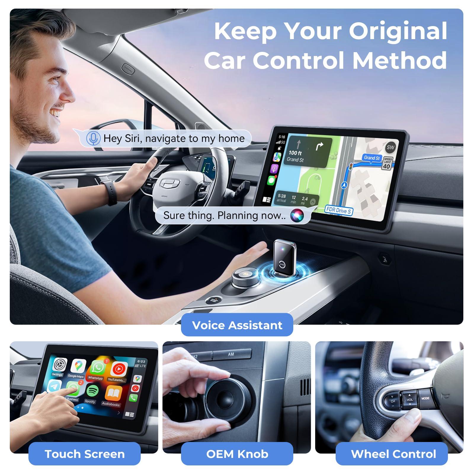 Wireless Carplay Adapter for iPhone, Convert Wired Carplay to Wireless, 2 in 1 Plug and Play Android Auto and Carplay Adapter for iOS 10 Android 11 and Above, Cars with Built-in Carplay (Silver) - Image 4