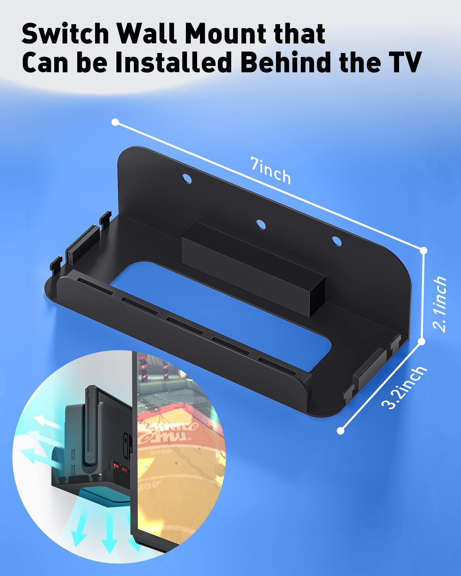 ZAONOOL Wall Mount for Nintendo Switch and Switch OLED, Metal Wall Mount Kit Shelf Accessories with 5 Game Card Holders and 4 Joy Con Brackets, Safely Store Switch Console Near or Behind TV, Black - Image 4