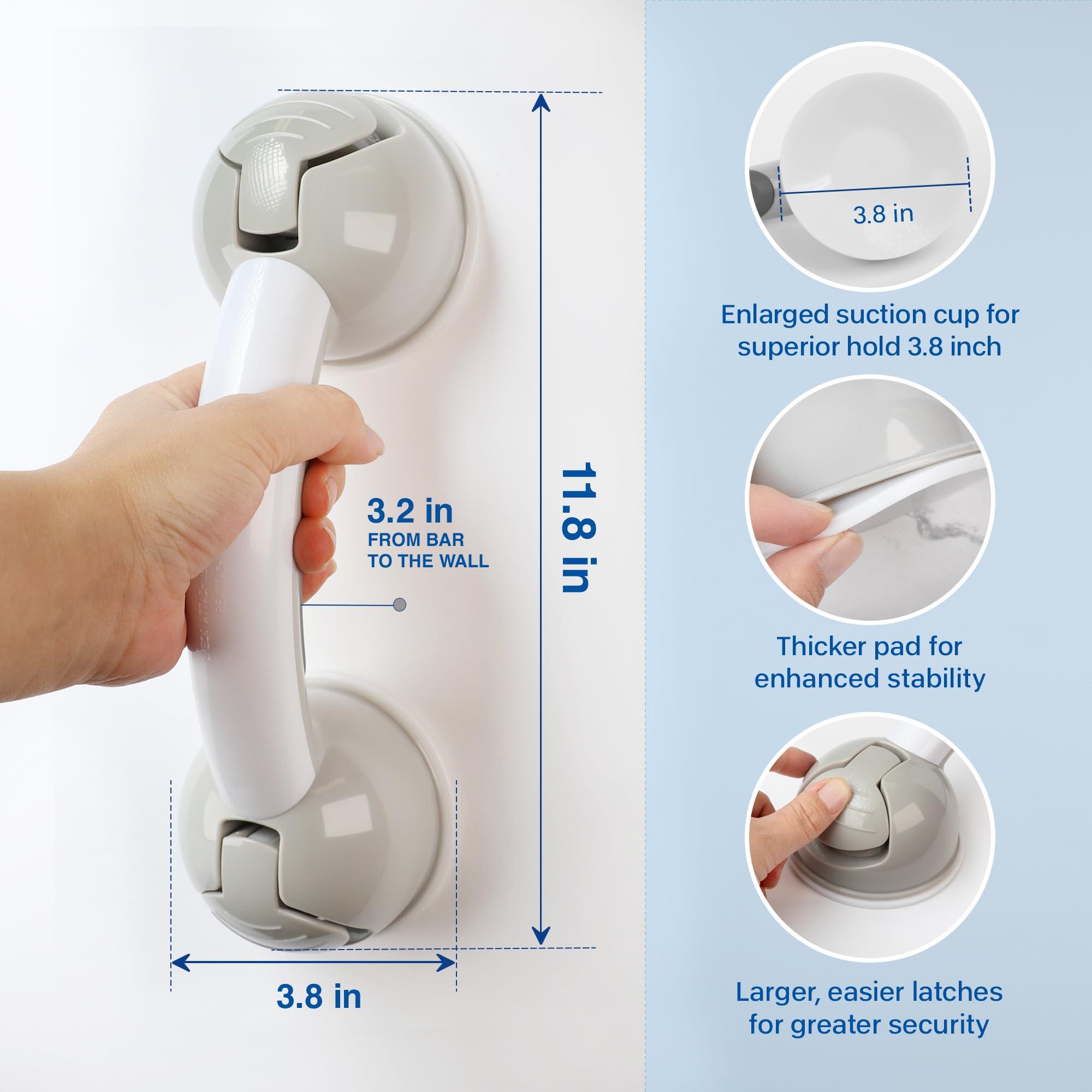 Grab Bars for Bathtubs and Showers: Durable Plastic Bathroom Safety Rails with Suction Cup Handles for Elderly and Seniors, Anti-Slip Support for Tub, Toilet, and Wall | Adjustable Design 2 Pack - Image 2