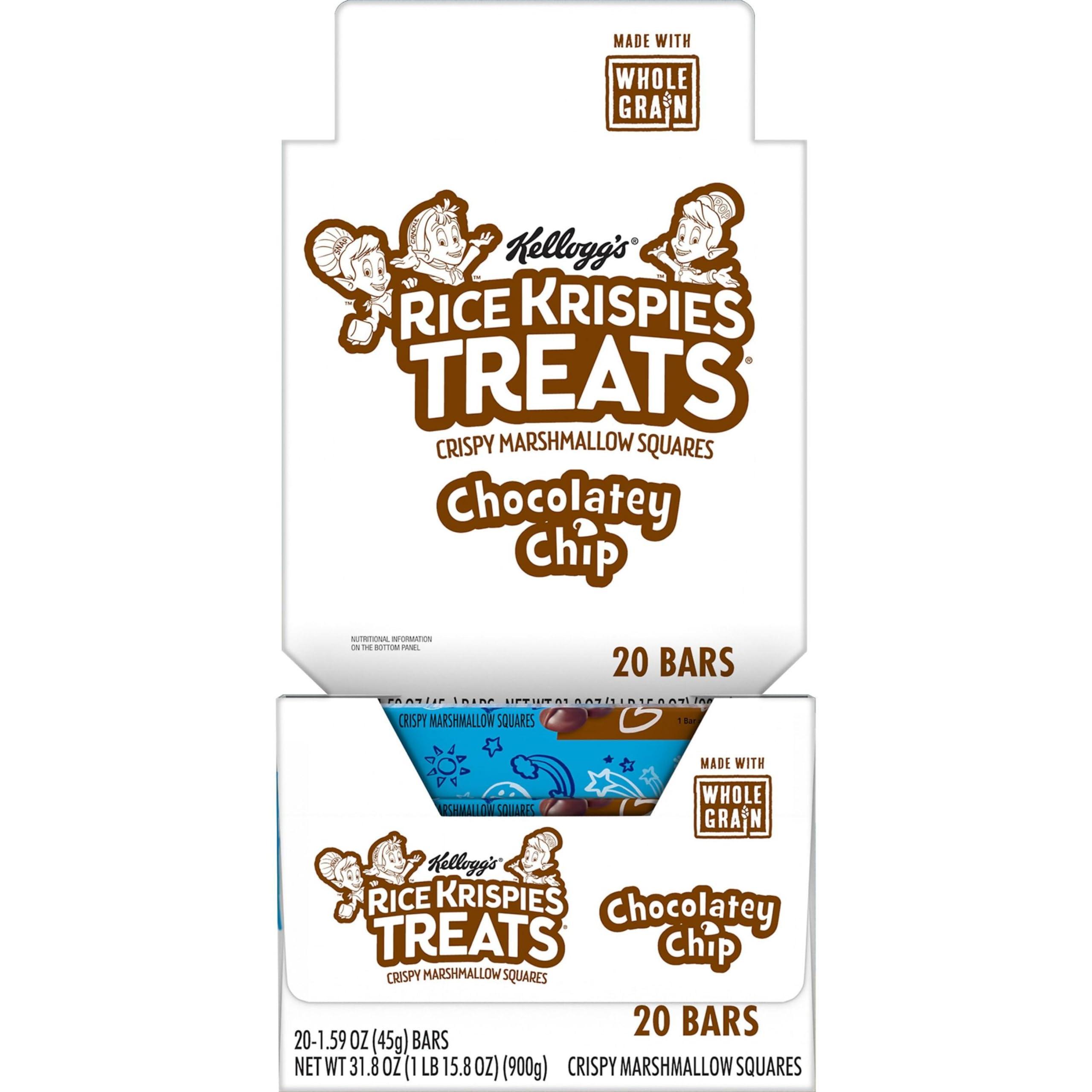 Rice Krispies Treats Marshmallow Snack Bars, Made with Whole Grain, Kids Snacks, Chocolatey Chip (80 Bars) - Image 6