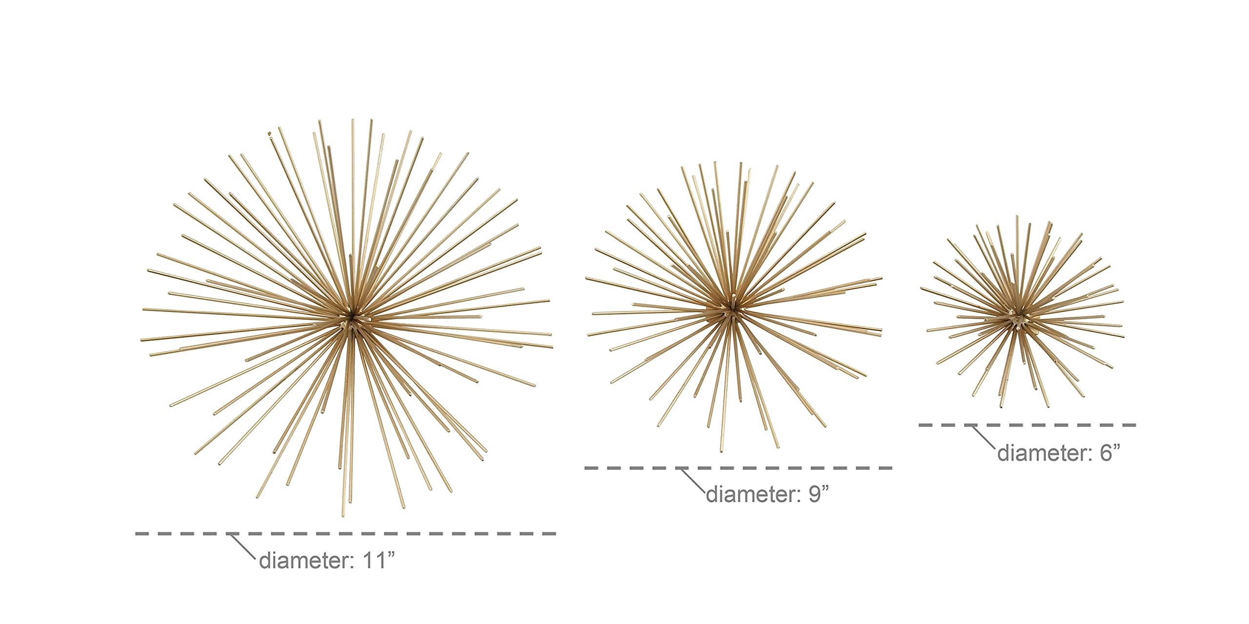 Deco 79 Metal Starburst 3D Long Spike Wall Decor, Set of 3 6", 9", 12"W, Gold - Image 6