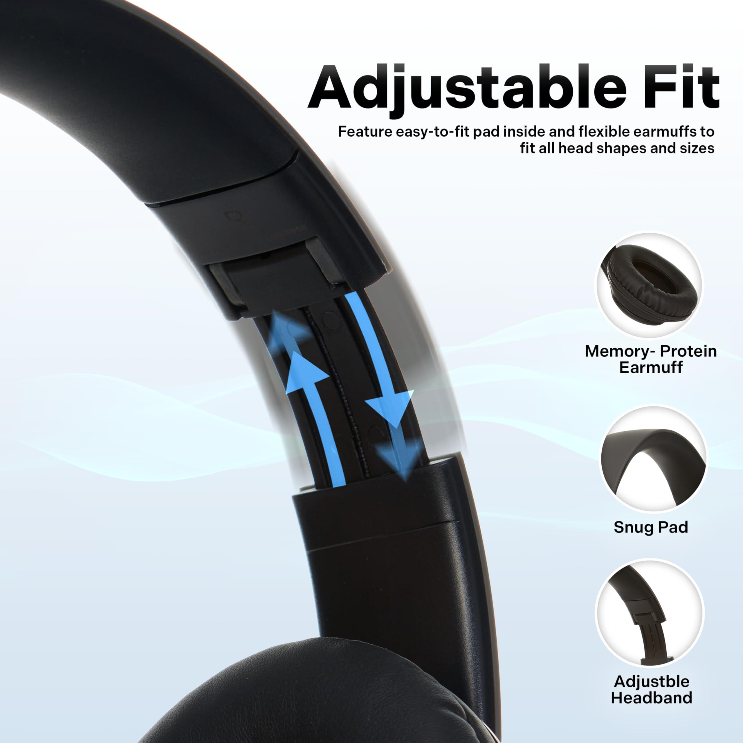 iJoy Bluetooth Headphones Over Ear, Wireless and Wired Foldable Headset Built-in Microphone - (Stealth) Adults Kids Men Women - Audifonos Auriculares Inalambricos - Image 3