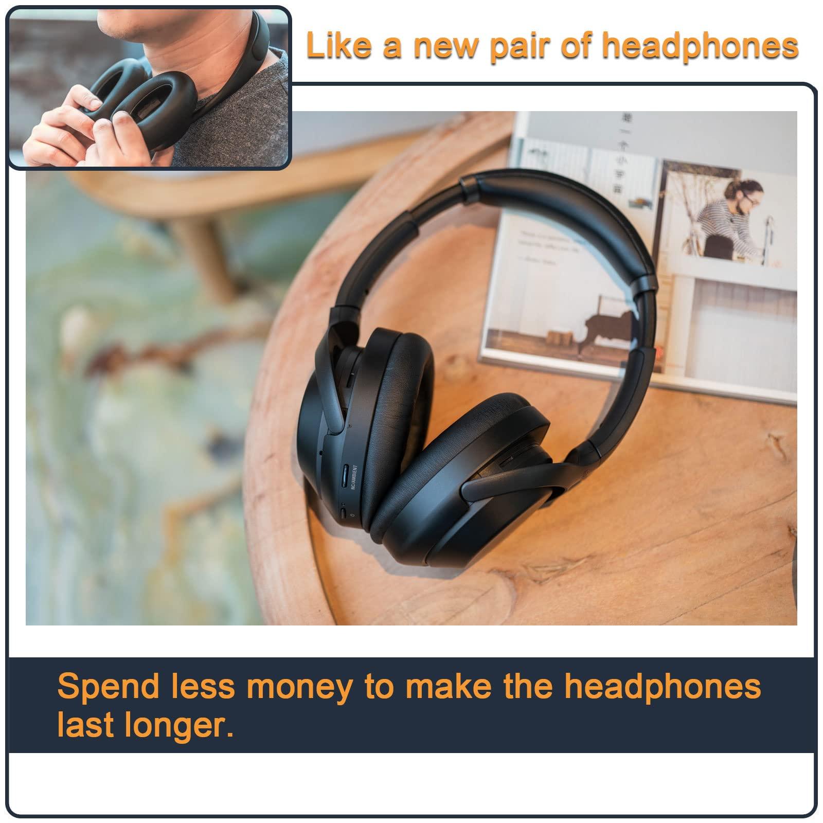 Replacement 1000XM3 Ear Cushion for Sony WH-1000XM3 Over-Ear Headphones, Compatibel WH1000XM3 Ear Pads with Softer Protein Leather, Noise Isolation Memory Foam, Black - Image 5