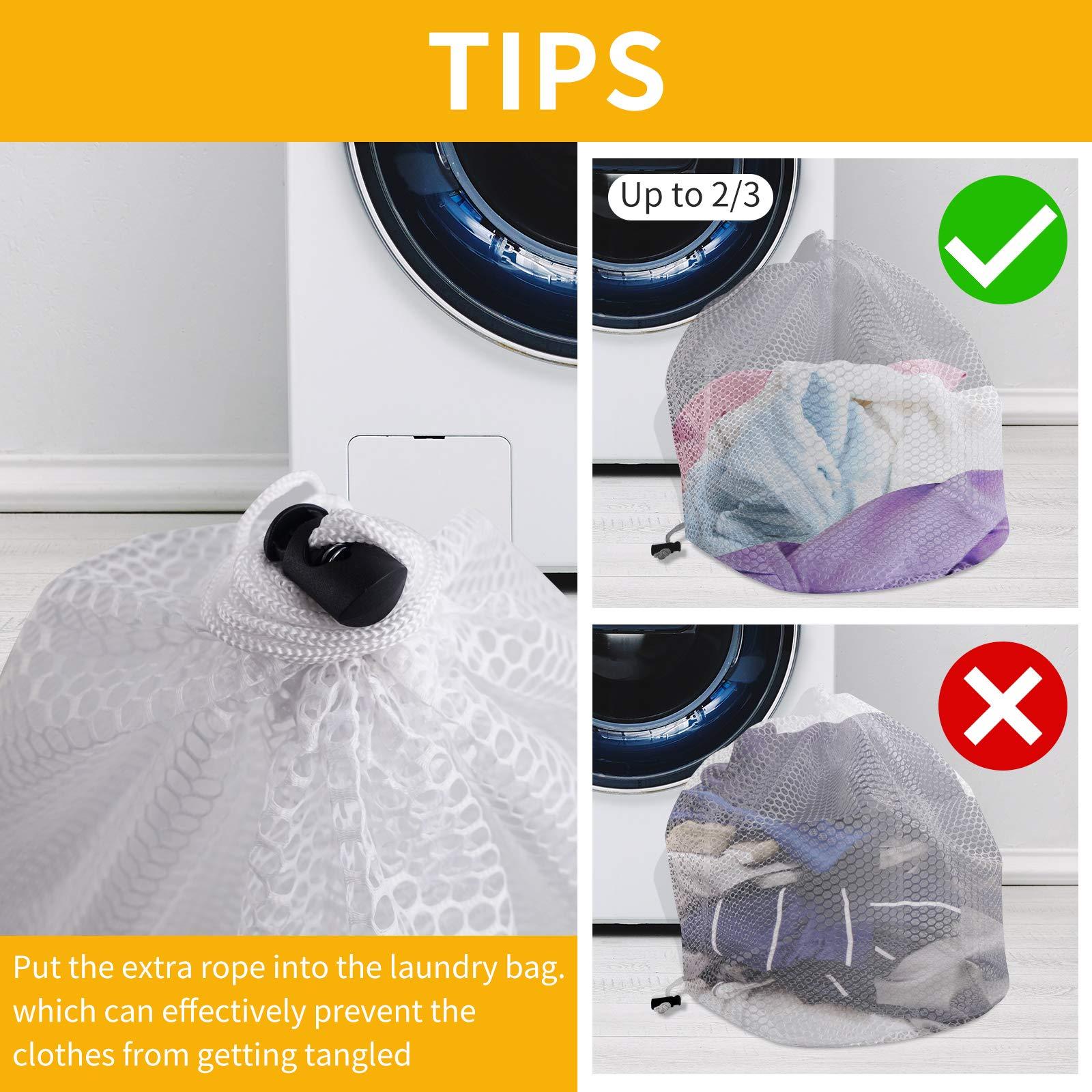 FIMOOR 4PCS Mesh Laundry Wash Bag White Drawstring Washing Machine Bag,Large Size 20×24inch for Clothes, Beddings,Curtain,Tablecloth - Image 6