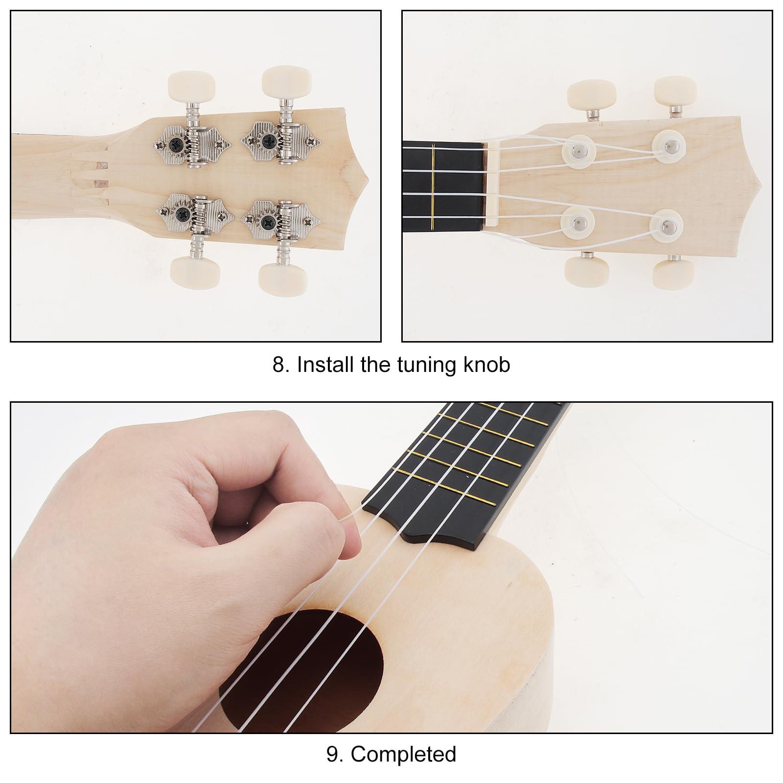 OriGlam 21 Inch DIY Ukulele Kit, Make Your Own Ukulele DIY Kit, Soprano Hawaii Ukulele Kit, Ukulele Hawaii Guitar Handwork Kit with Installation Tools for Kids, Friends, Family, Amateur - Image 5