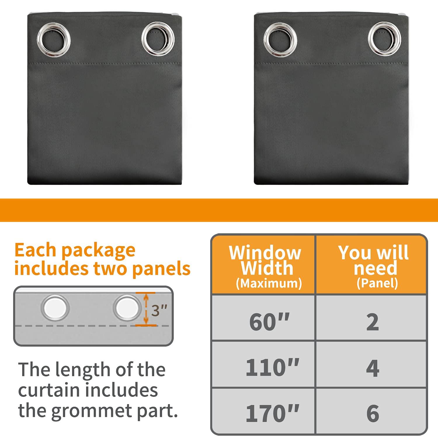 YoungsTex Blackout Curtains for Bedroom 63 Inches Long - Insulated Room Darkening Window Drapes with Grommet for Living Room Kids Energy Saving Thermal Curtain, 2 Panels, 42 x 63 Inch, Dark Grey - Image 6