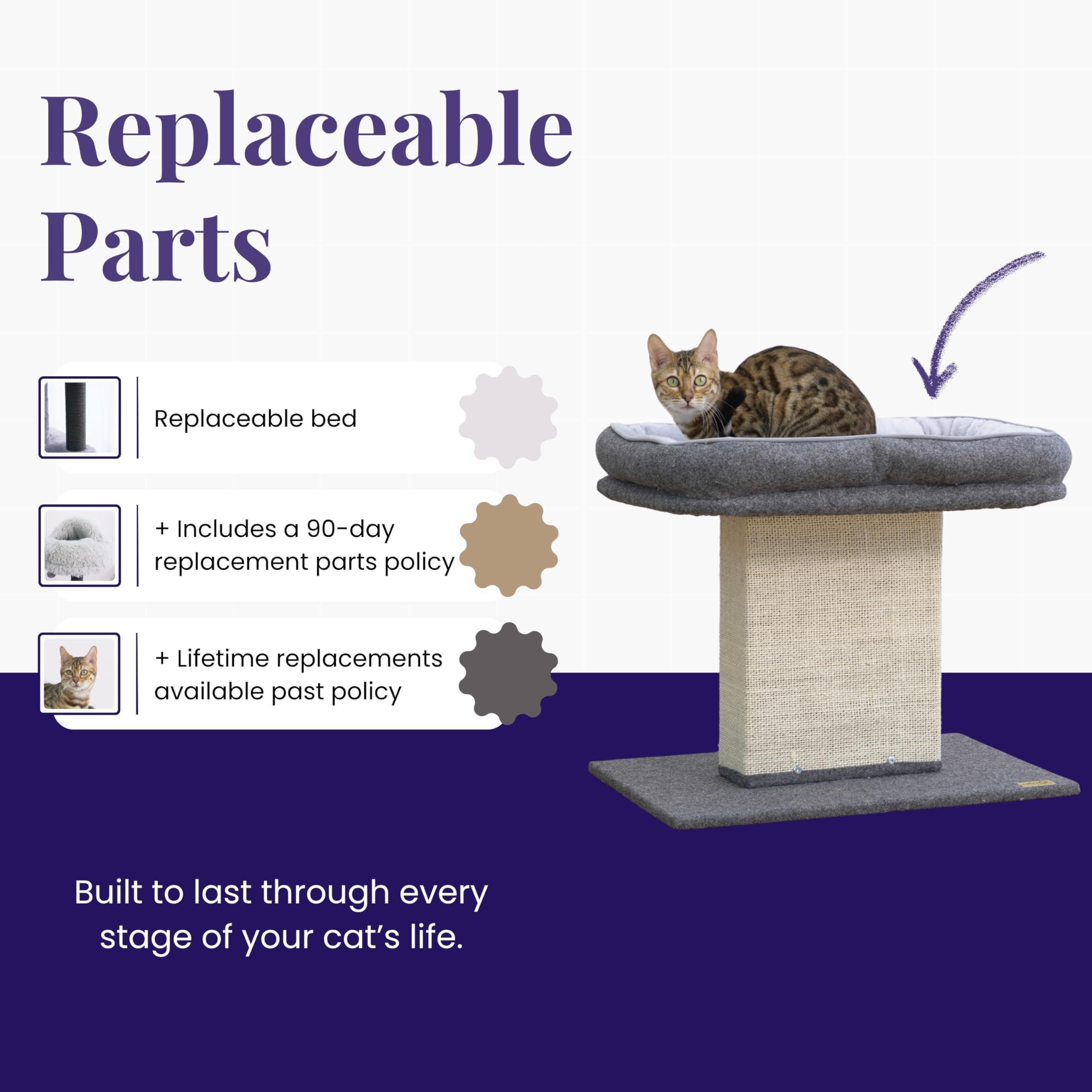 Catry Mellow 2-Level 19" Cat Tree with Large Washable Replaceable Bed, Big Sisal Post, Quick Assembly, Built to Last, Ideal for Small to Large Cats, Grey - Image 3