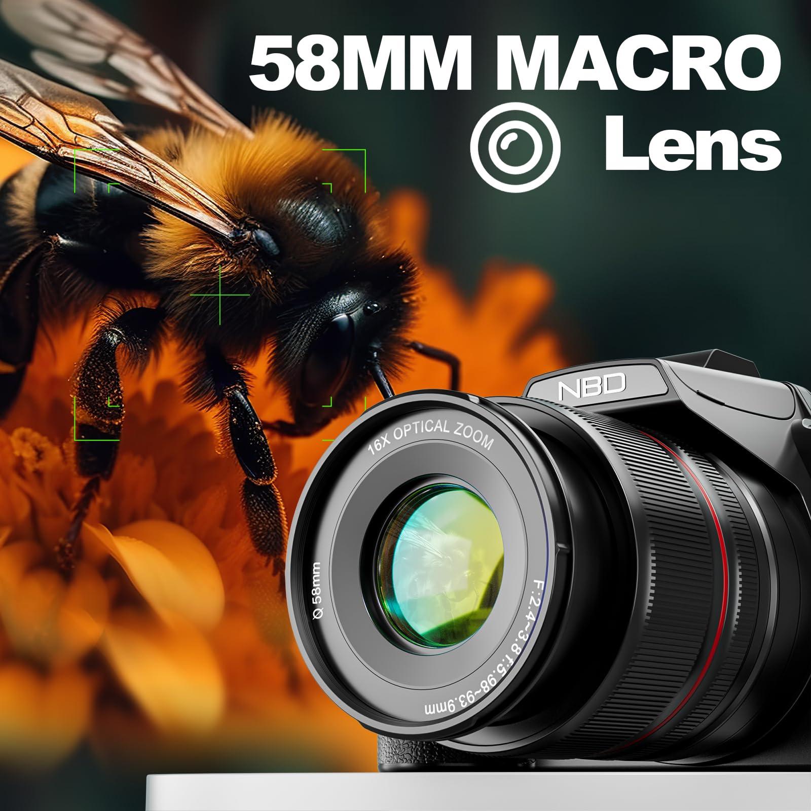64MP Digital Cameras for Photography, 16X Optical Zoom 5K Cameras with WiFi & App Control, Vlogging for YouTube with 180°Flipable Screen, Auto Focus,2 Batteries,58mm UV Lens and 32GB Card（Black） - Image 7