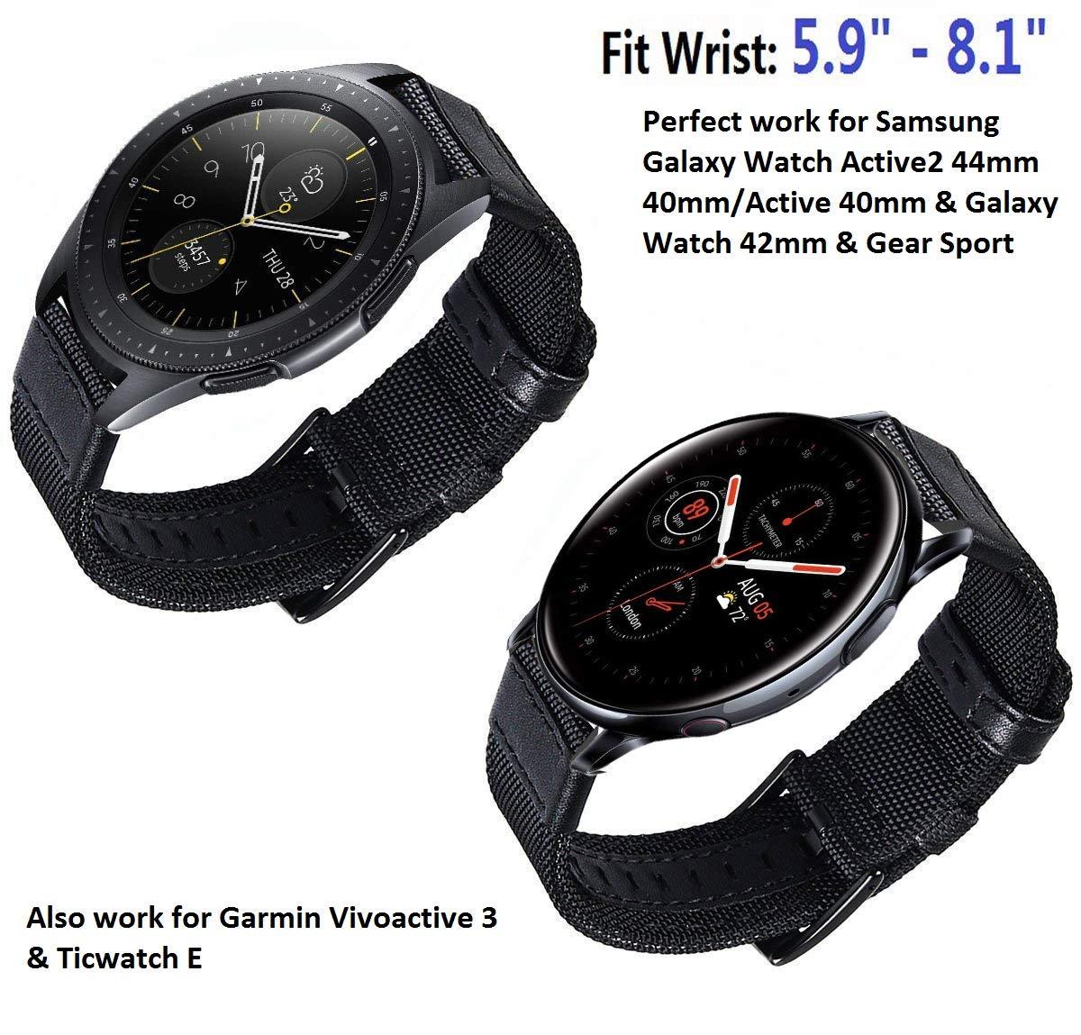 Olytop Galaxy Watch 4/5/6 Bands Pro 45mm 44mm 40mm, Galaxy Watch 4/6 Classic Band 47mm 46mm 43mm 42mm, 20mm Nylon Sport Replacement Strap Men Women for Samsung Watch 4/5/6/5 Pro/Active 2/3 41mm, - Image 2