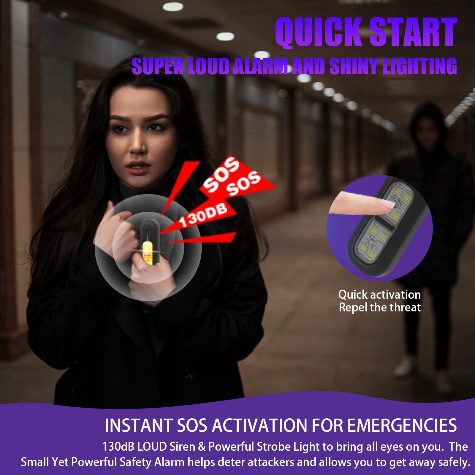 Personal Safety Alarm for Women Rechargeable Clip On Flashlight - Extra Loud Sound with Strobe Lights Clip Travel Safe Waterproof Personal Alarm – Women Self Defense Keychain (Black) - Image 3