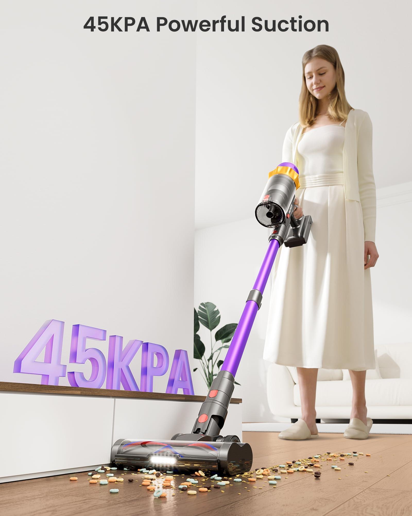 Cordless Vacuum Cleaner, 550W 45KPA 70 Mins Vacuum Cleaners for Home, Self-Standing Cordless Vacuum with Charging Dock Station, LED Display, Upgraded Anti-Tangle Stick Vacuum for Pet Hair/Carpet/Floor - Image 2