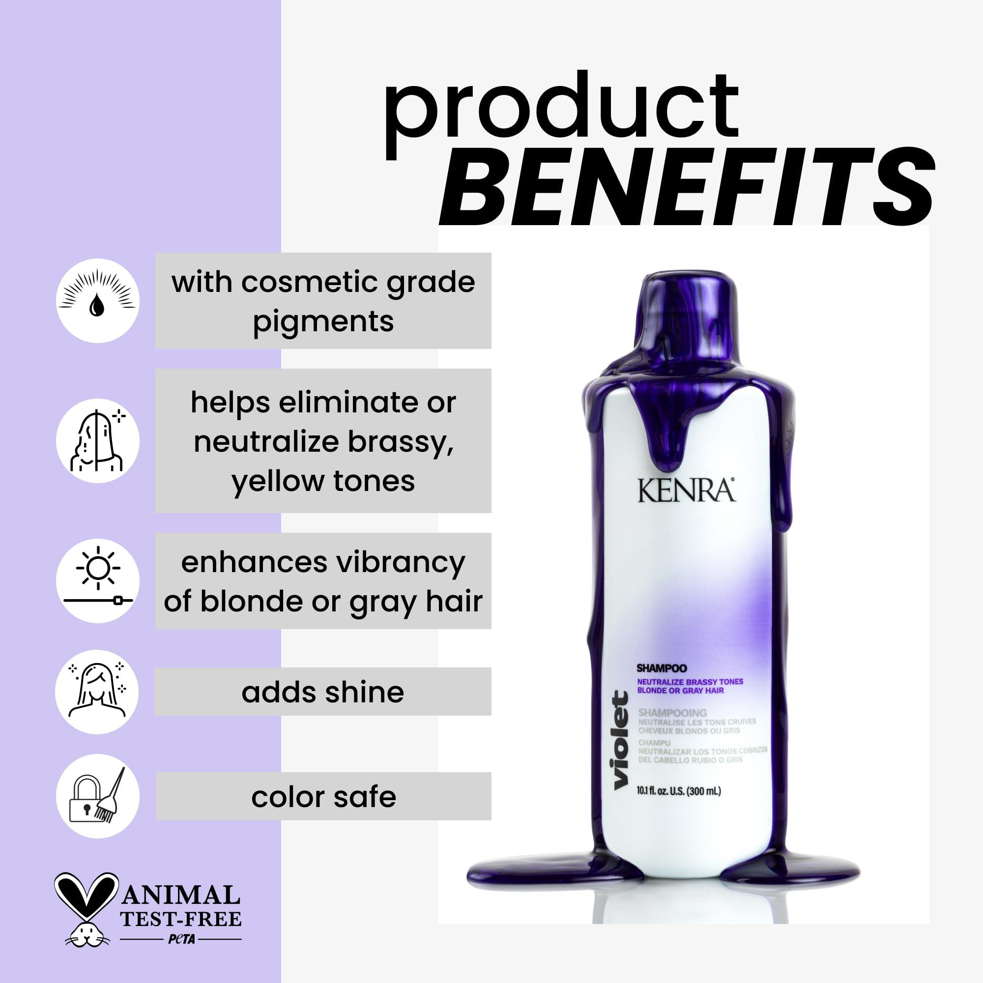 Kenra Violet Shampoo | Eliminates Brassy Tones | Purple Pigment + Deposit | Neutralizes Yellow | Moisturizes Processed Hair | Enhances Vibrancy of Blonde or Gray Hair | Color Safe - Image 2
