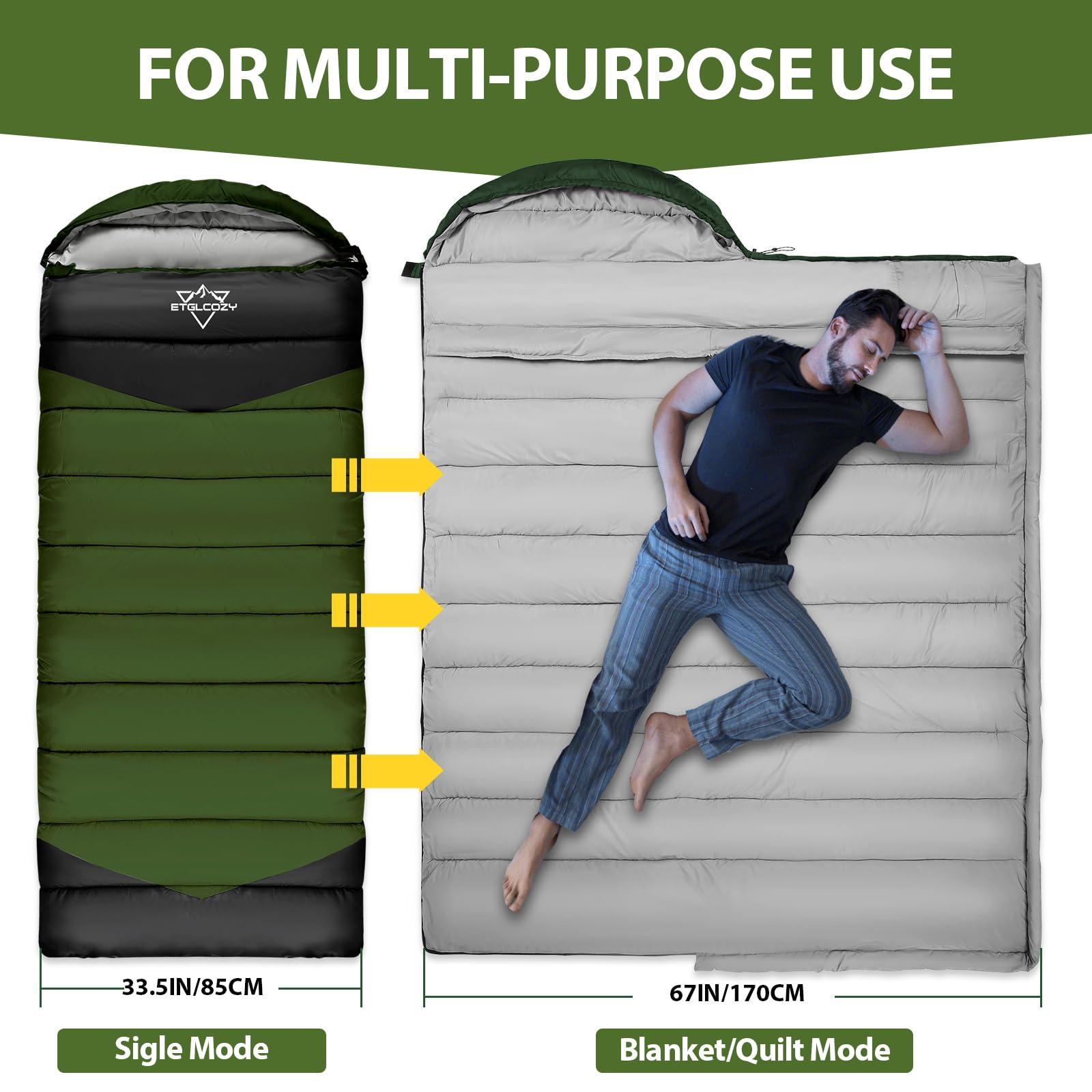 ETGLCOZY Adults Kids Sleeping Bag - 3-4 Season Warm/Cold Weather Lightweight for Camping & Hiking - Compact w/Compression Sack - Portable for Backpacking Travel Indoor - Unisex Boy Girl Man Woman - Image 4
