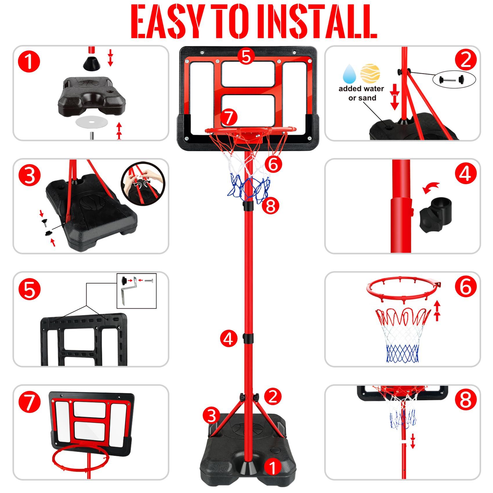 Kids Basketball Hoop with Stand, Adjustable Basketball Set, Toddler Basketball Toys for Boys Age 3 4 5 6 7 8, Indoor Outdoor Backyard Sport Game Gifts - Image 7
