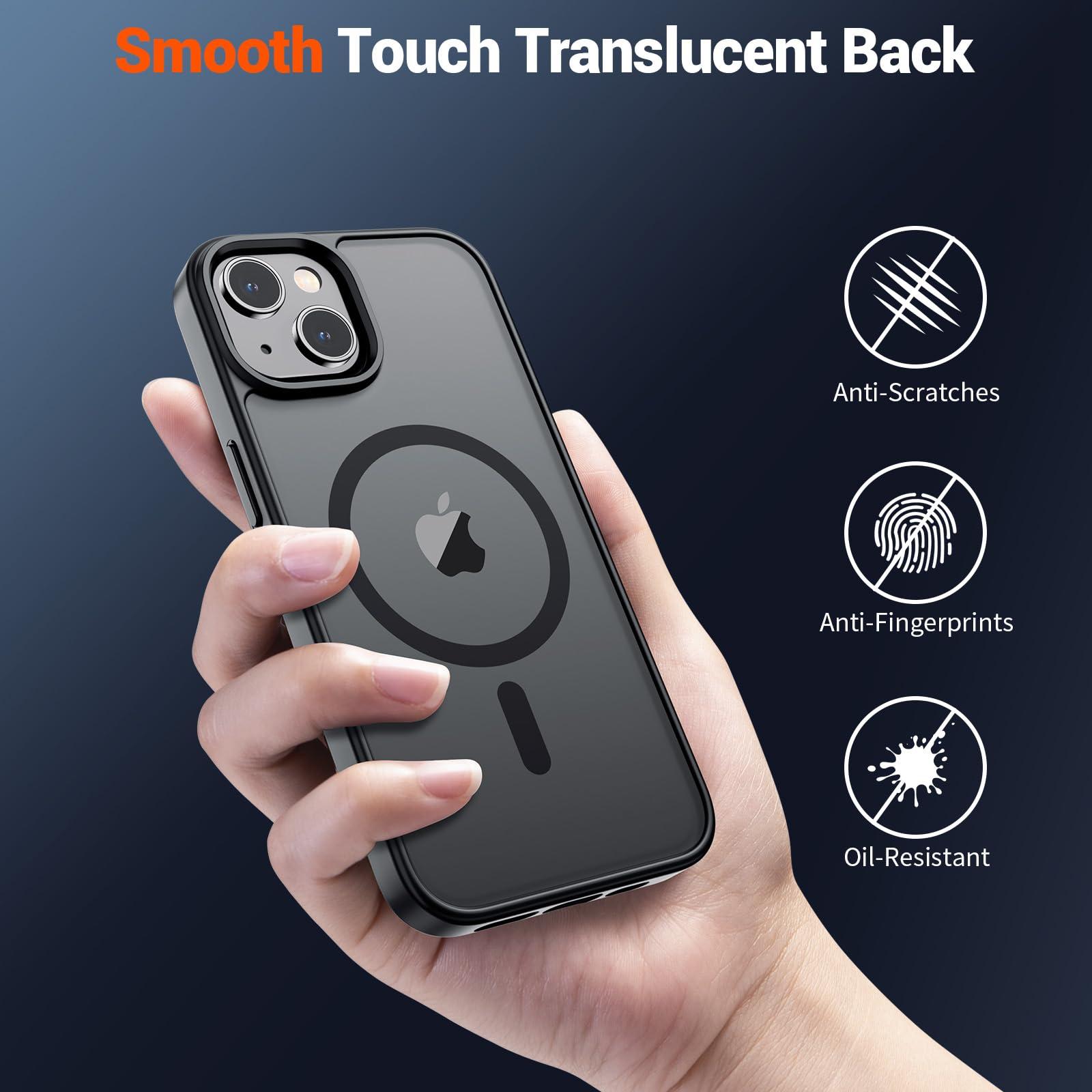 SUPFINE Magnetic for iPhone 14 Case & iPhone 13 Case (Compatible with MagSafe)(Military Grade Drop Protection) Slim Translucent Matte Shockproof Phone Cover,Black - Image 6