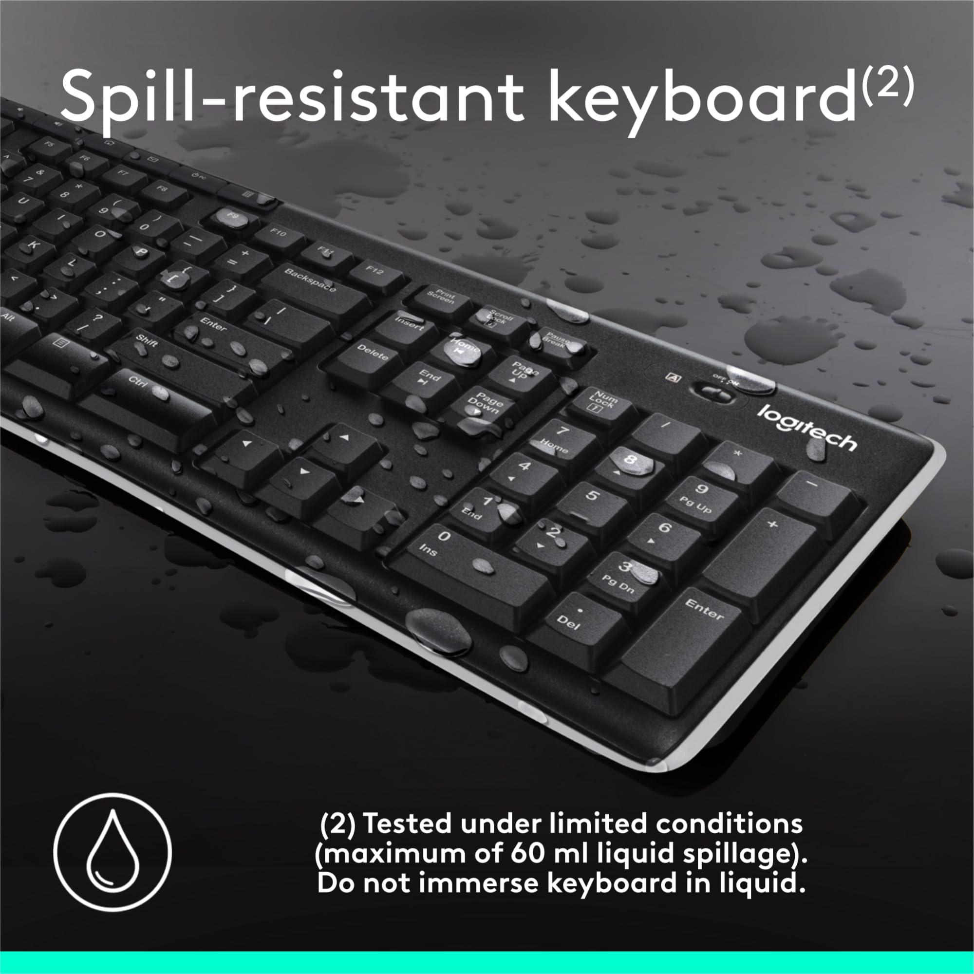Logitech K270 Wireless Keyboard for Windows, 2.4 GHz Wireless, Full-Size, Number Pad, 8 Multimedia Keys, 2-Year Battery Life, Compatible with PC, Laptop, Black - Image 6