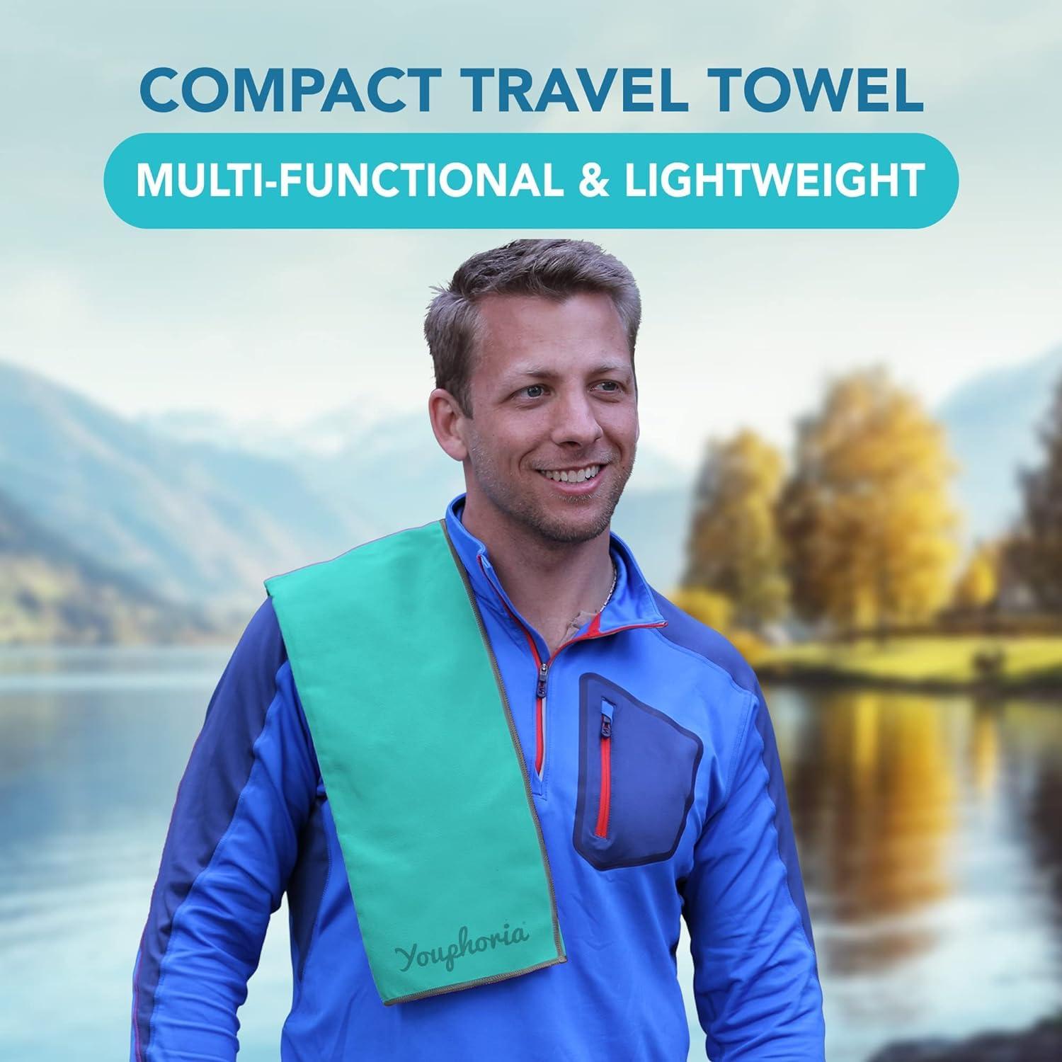 Youphoria Microfiber Travel Towel Fast Drying Lightweight - Quick Dry Towel for Camping, Beach, Backpacking, Hiking & Sport - Image 5