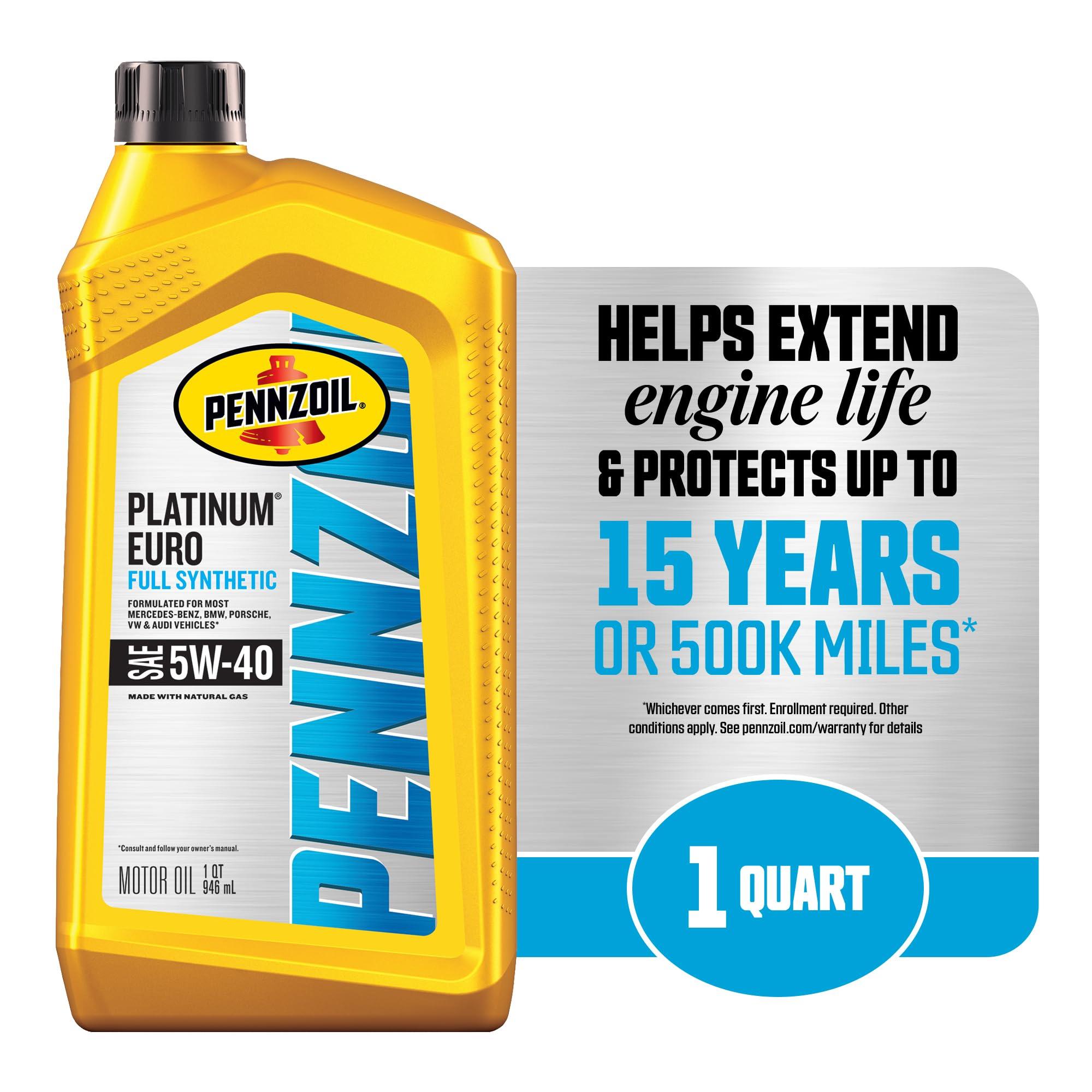 Pennzoil Platinum Euro Full Synthetic 5W-40 Motor Oil, 1 Quart (6 Pack) - Image 3