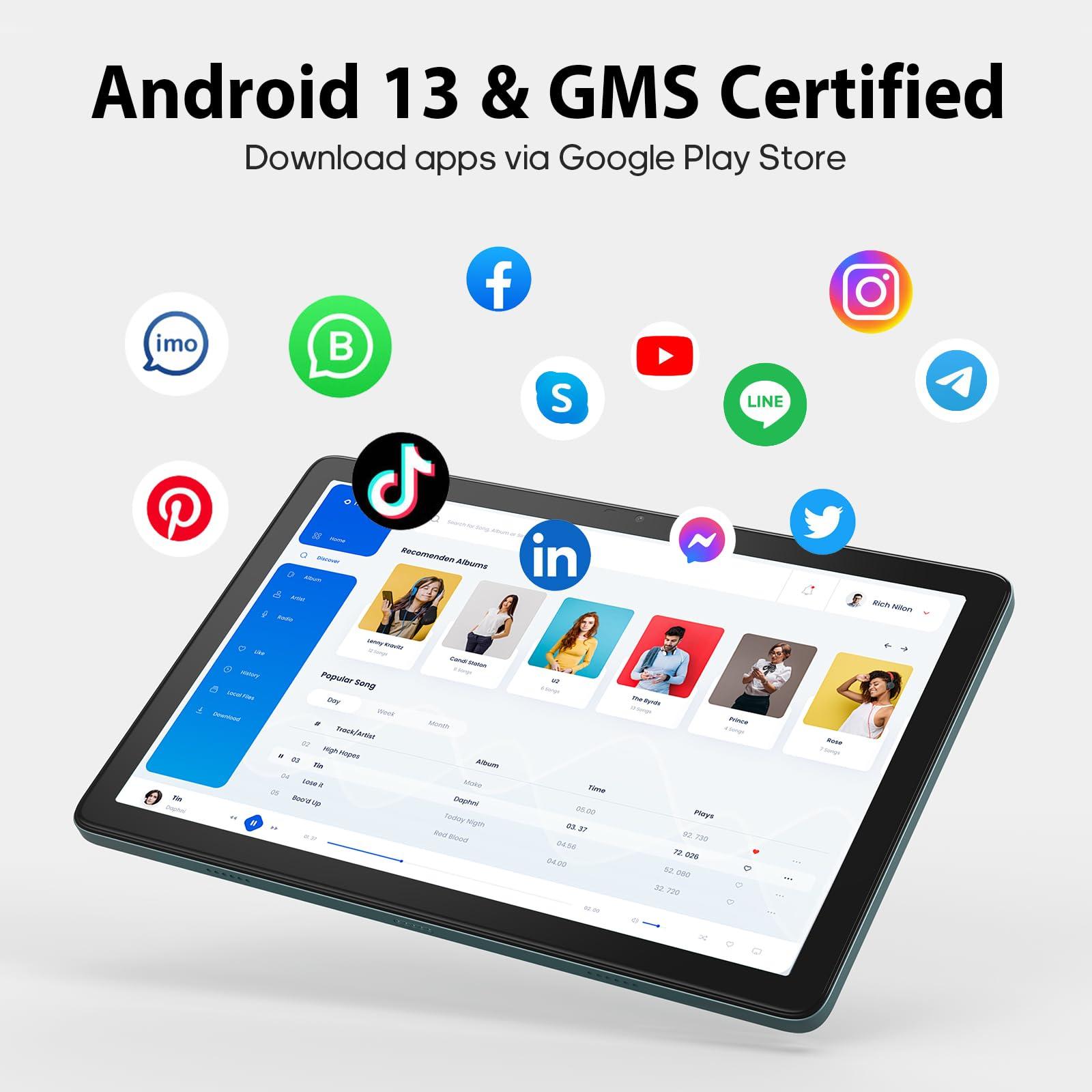 xiskt Android Tablet 10.1 inch Android 13 Tablet,8(4+4) GB&128GB Storage(Expand to 512GB), Dual 13MP+5MP Camera, 6800mAh, WiFi, Bluetooth 5.0,GPS - Image 2