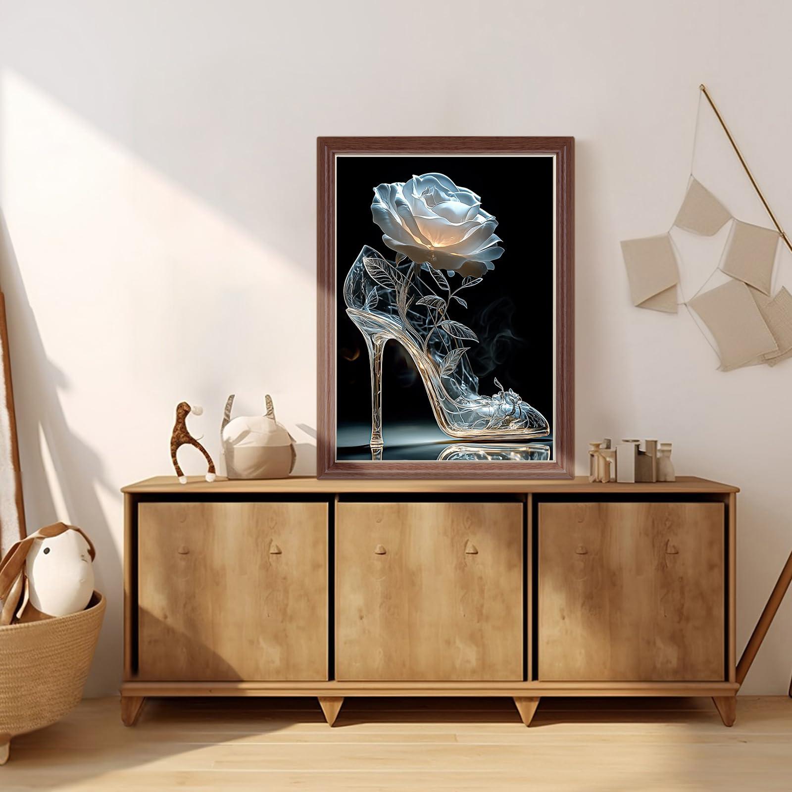 Lxmsja High Heel Diamond Art Kits for Adults, Flower DIY Full Drill Diamond Painting Kits for Beginners, 5D Gem Art Crafts for Adults, Home Wall Decor 12x16 inch - Image 3