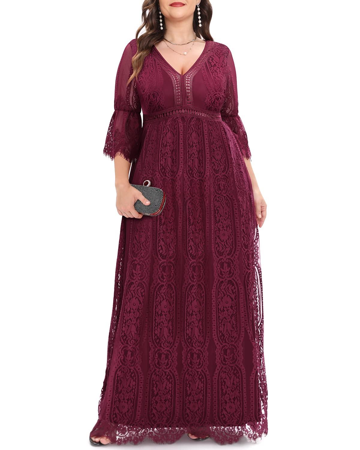 Plus Size Wedding Dress Boho - Maxi Bridal Shower Bohemian Formal Lace Long Dresses
