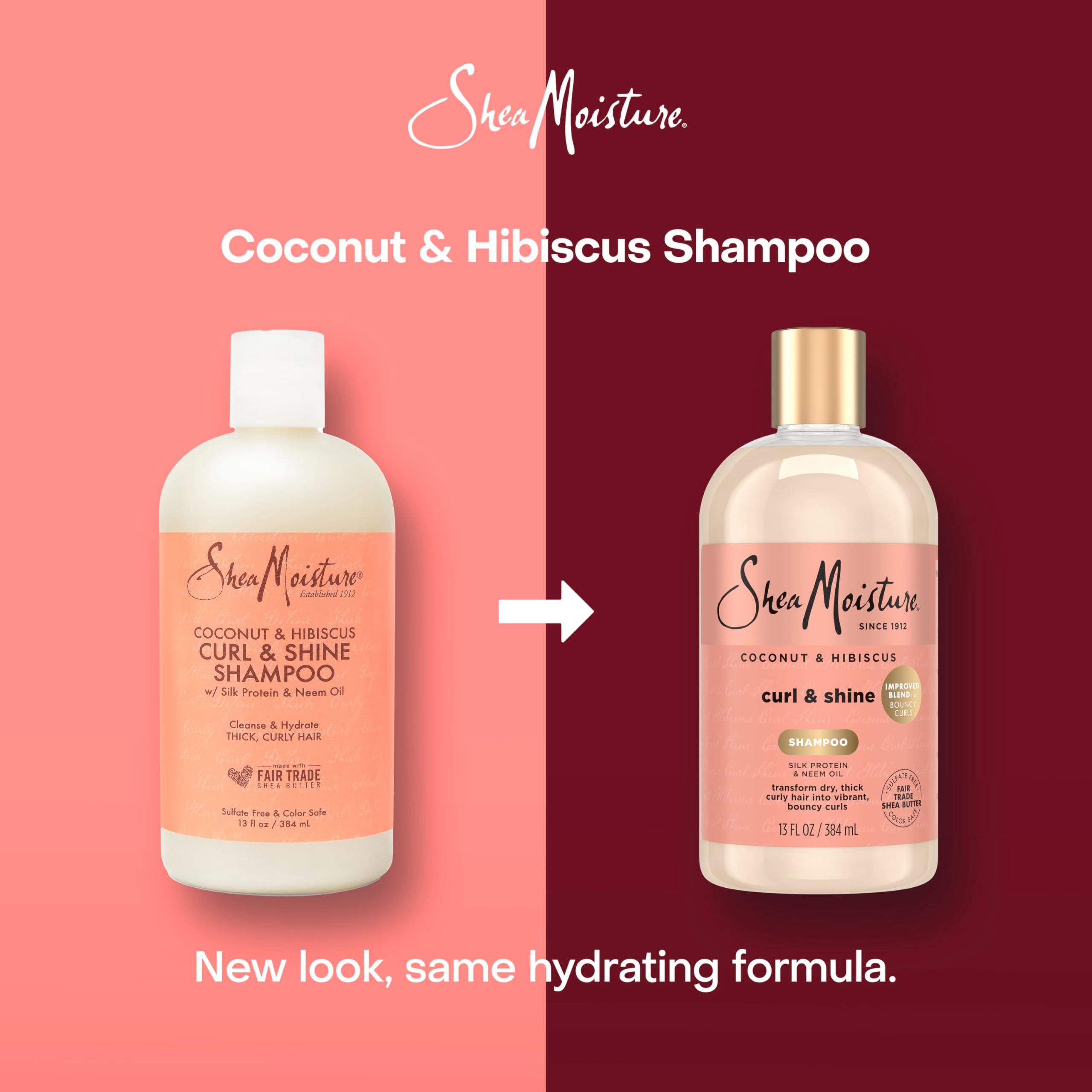 SheaMoisture Shampoo Curl and Shine for Curly Hair Coconut and Hibiscus Paraben Free Shampoo 13 oz - Image 3