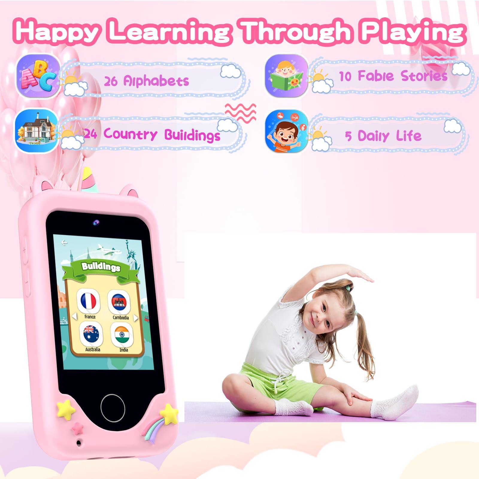 Kids Smart Phone for Girls, Christmas Birthday Gifts for Girls Boys Age 3-10,Kids Gift Toys Cell Phone, Toddler Learning Play Toy Phone with Dual Camera, Game, Music Player - Image 4