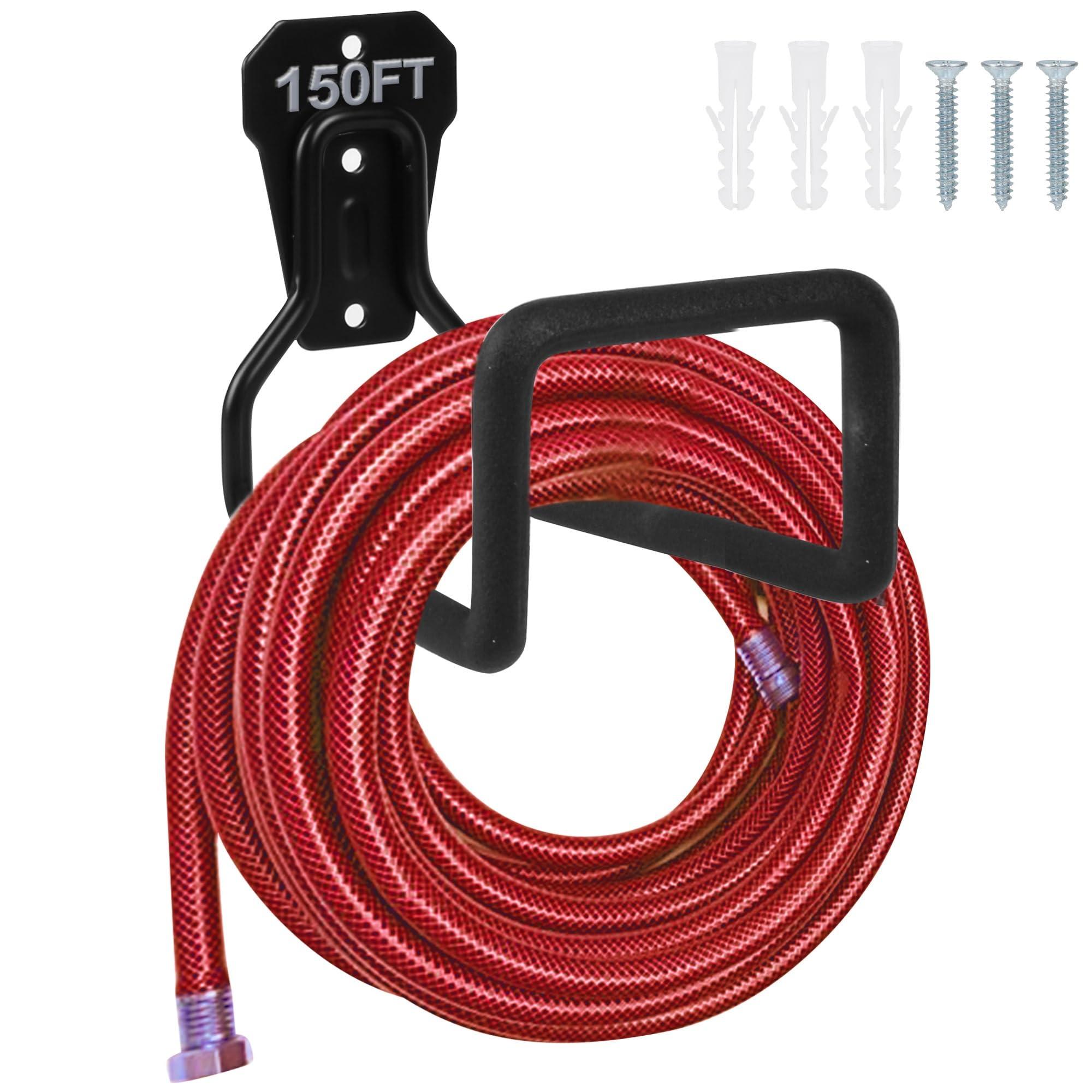 PeoMev Metal Garden Hose Holder - Heavy Duty Hose Hanger Wall Mounted Water Hose Holder for Outside Yard, Sturdy Hose Reel Hose Hooks for Water Hose