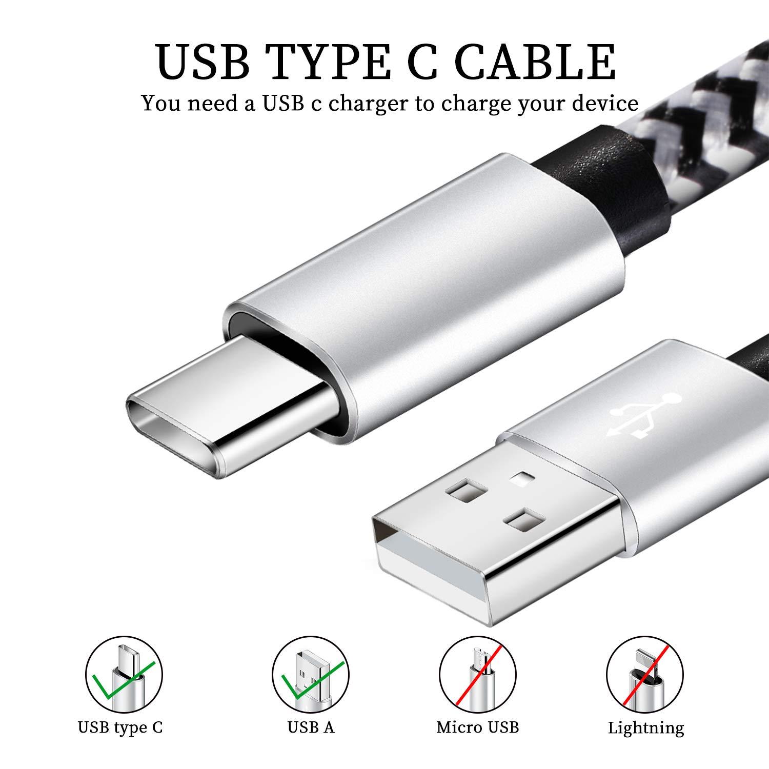 QQLIKE USB Type c Cable, 5 Pack (6FT) Nylon Braided USB C Cables 3A Fast Charging Charger for Samsung Galaxy S9/S8 Note8/9 20 10 S21 S20 S10 Plus C Cord - Image 2