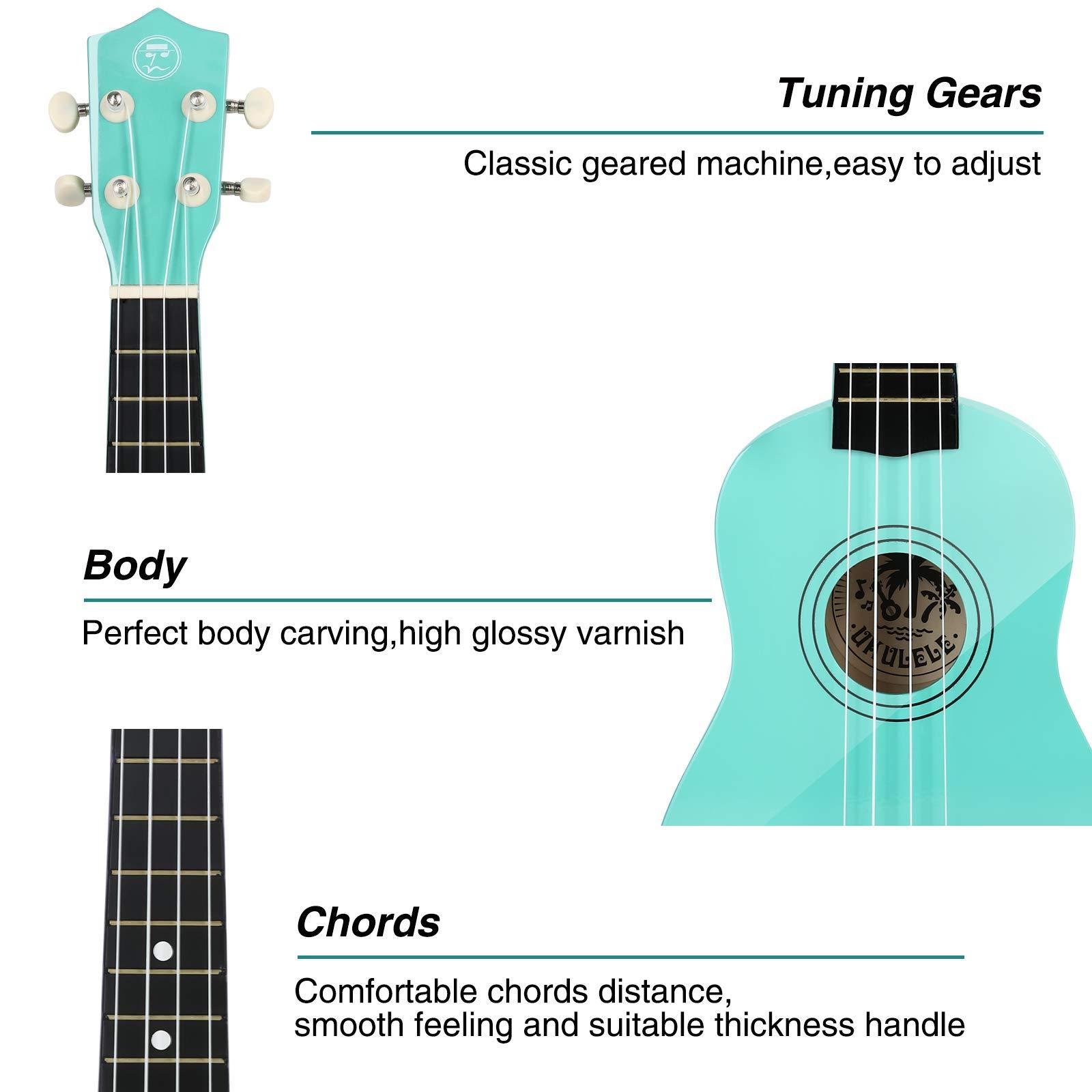 MUSTAR Soprano Ukulele for Beginners - 21 Inch Basswood Ukulele for Kids & Adults Birthday Holiday Present, Gig Bag, Digital Tuner, Strap, Picks, All in One Kit, Ukuleles Starter Kit - Image 3