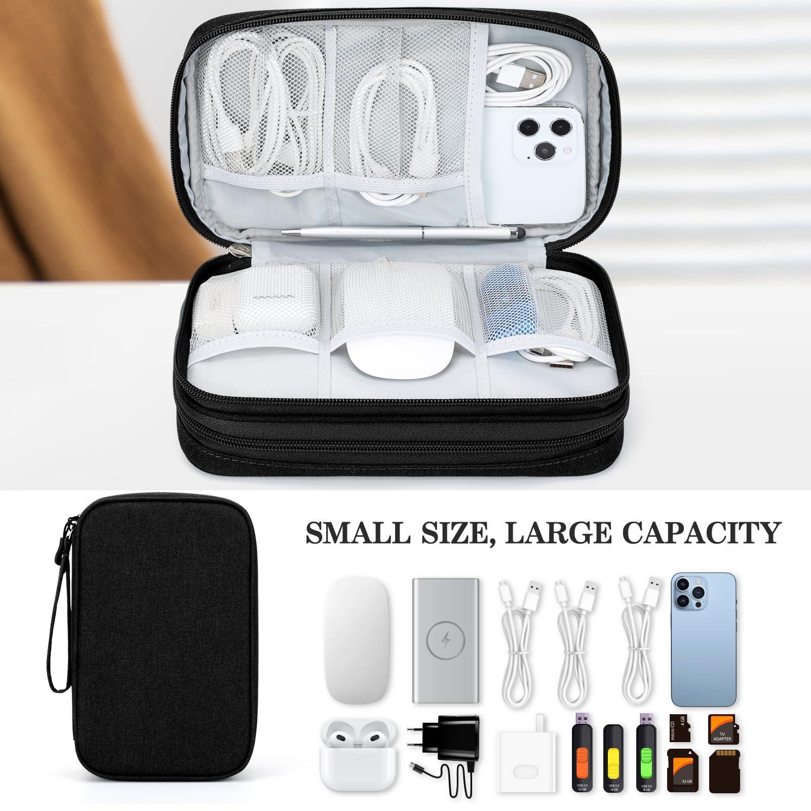 FYY Electronic Organizer, Large Travel Cable Organizer Bag Pouch Electronic Accessories Carry Case Portable Waterproof Double Layers All-in-One Storage Bag for Cable, Cord, Charger, Phone, Black - Image 6