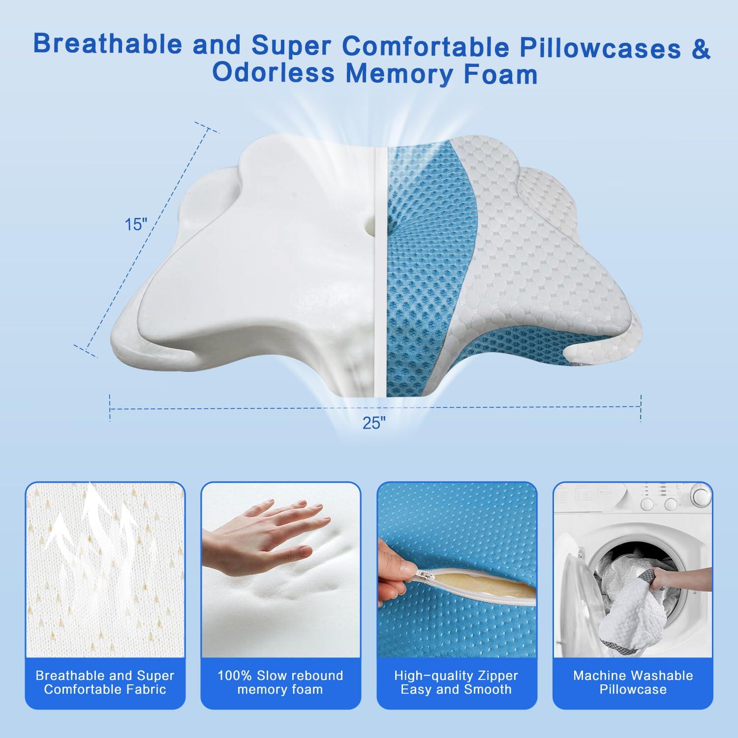 Pain Relief Cervical Pillow for Neck Support,Adjustable Ergonomic Pillow Cozy Sleeping,Odorless Orthopedic Memory Foam Pillows,Contour Bed Pillow for Side Back Stomach Sleeper - Image 6