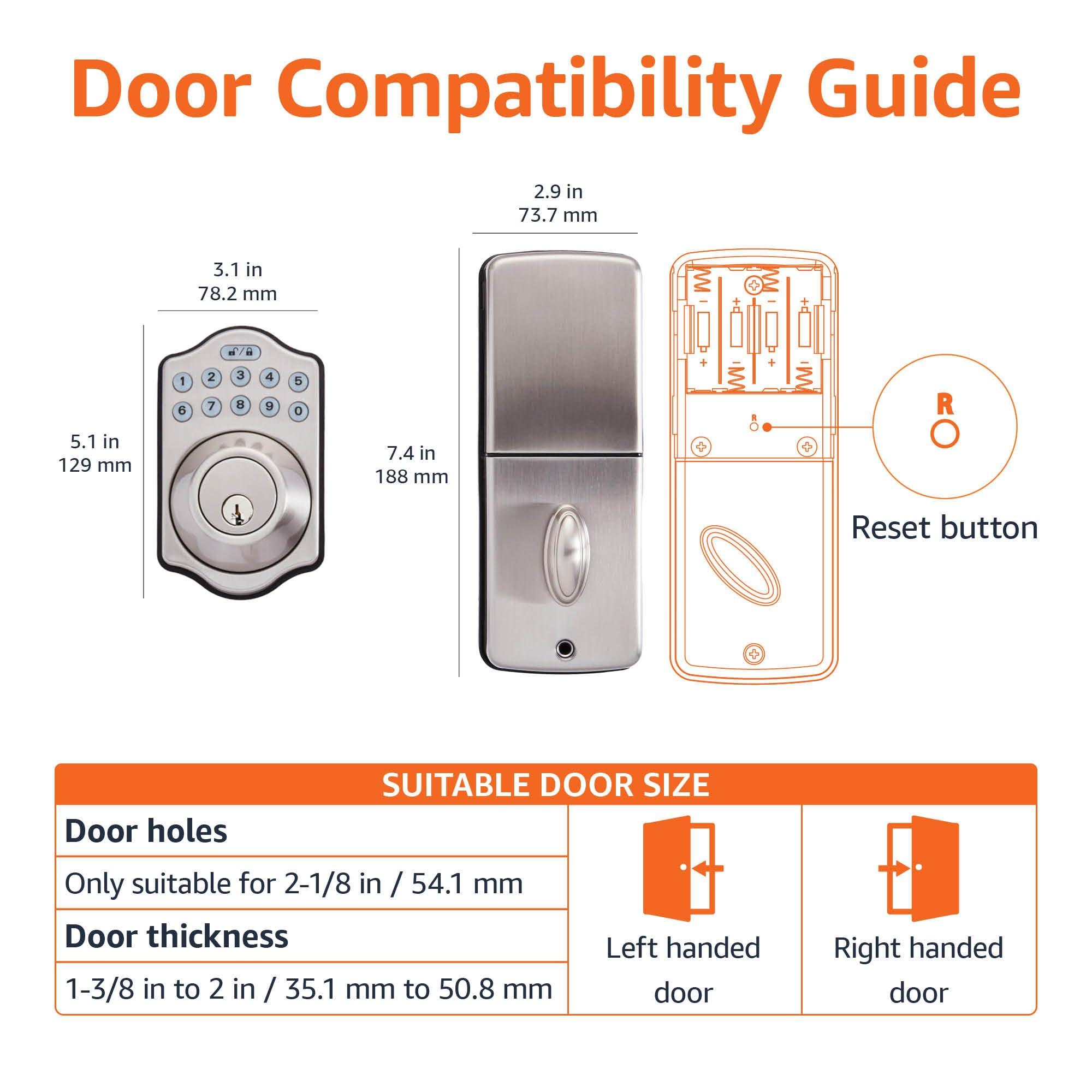 Amazon Basics Traditional Electronic Keyless Keypad Deadbolt Door Lock, keyless Entry Door Lock, Keyed Entry Option, 1-Pack, Satin Nickel - Image 2