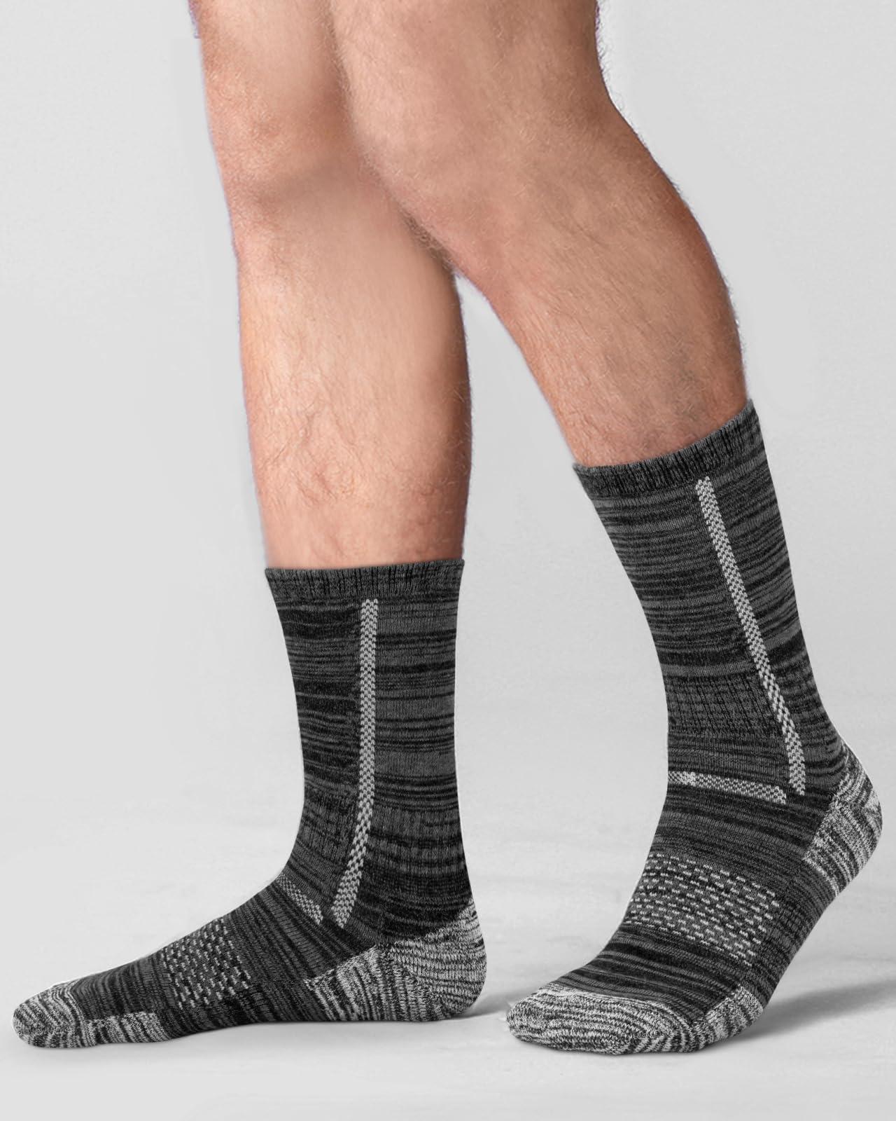 Niorasen Men's Cotton Crew Work Socks, 5 Pairs Cushioned Boot Moisture Athletic Socks for Hiking Sports Running - Image 5