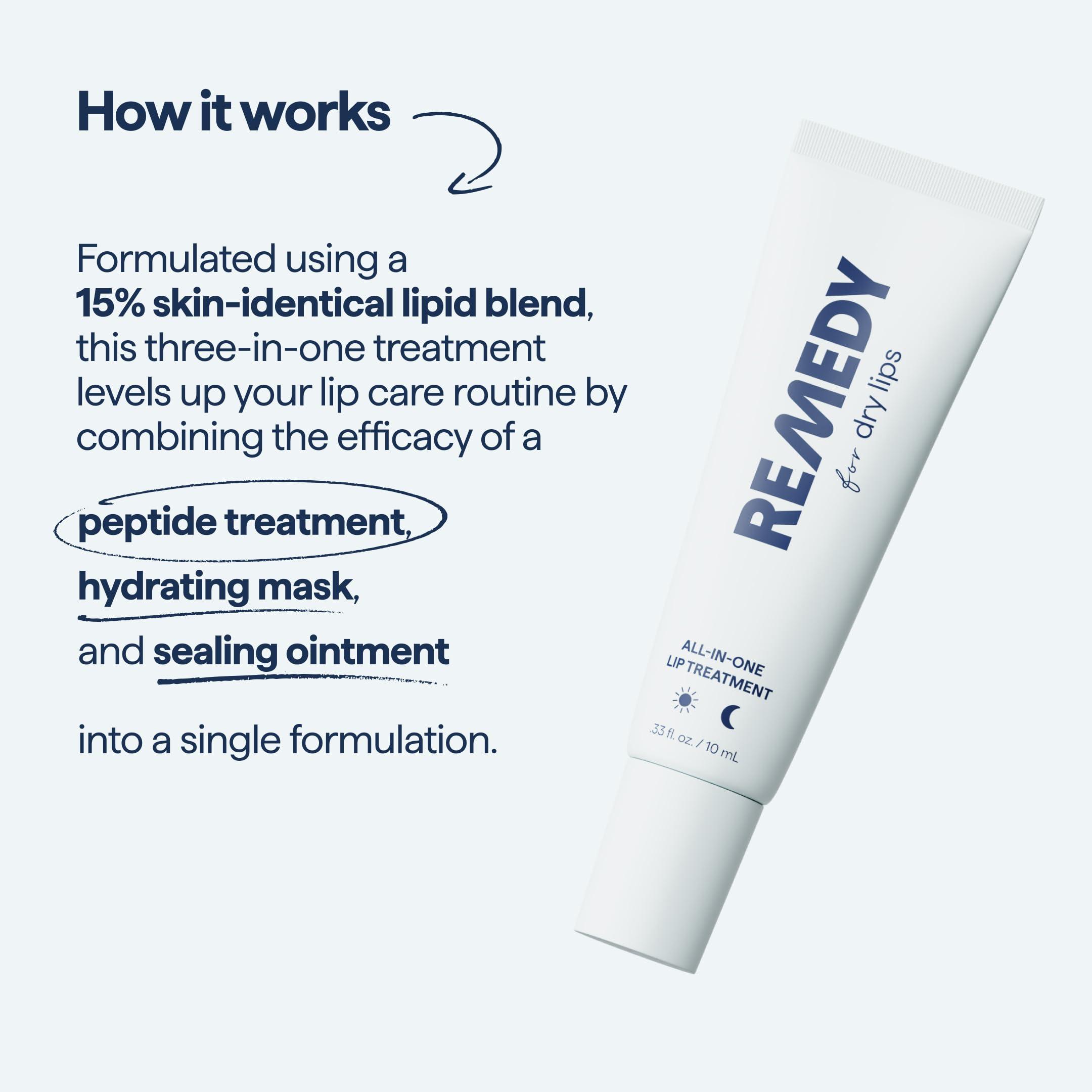 Remedy for Dry Lips - Hydrating and Healing Lip Balm Ointment with Ceramides, Peptides, and Dimethicone - Repairs Dry, Cracked Lips - By Dermatologist Dr. Shah - Image 2