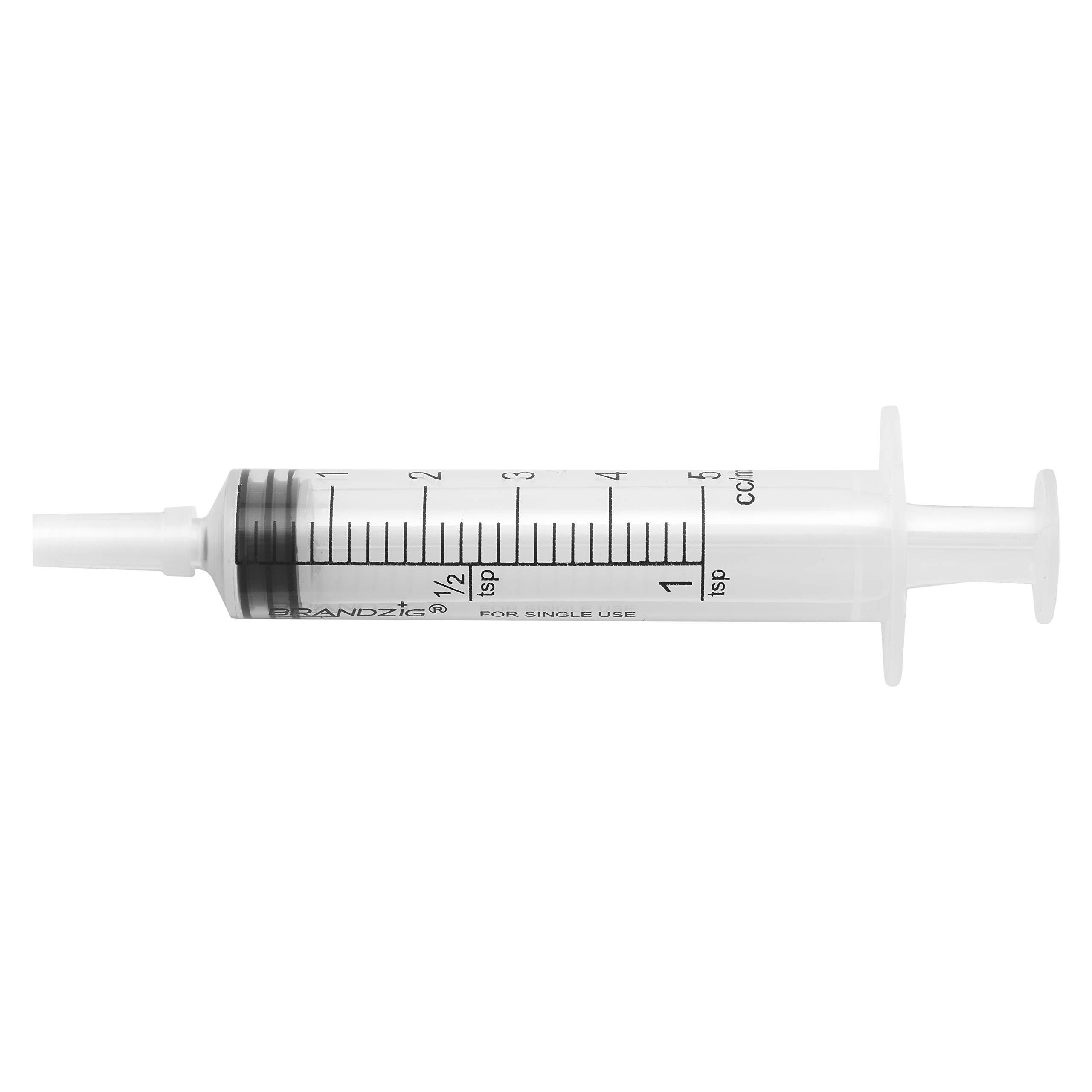 5ml Syringe With Cap (100 Pack) | Oral Dispenser Without Needle, Luer Slip Tip, | Individually Wrapped Medicine Dropper For Infants & Pets - Image 3