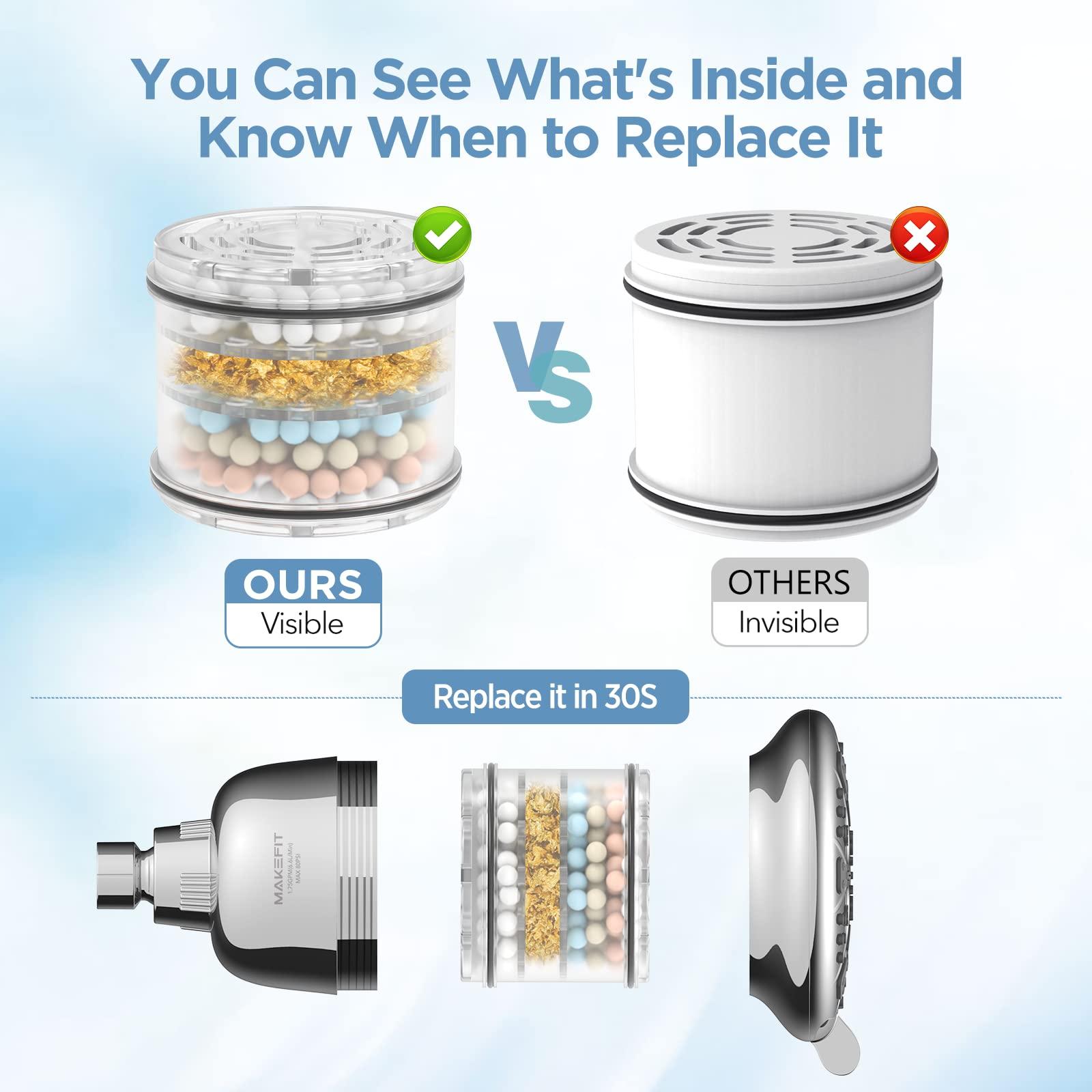 MakeFit Filtered Shower Head - High Pressure Shower Head with Filter for Hard Water Softener - 7 Settings Bathroom Rain Showerhead to Remove Chlorine and Heavy Metals (Chrome) - Image 4