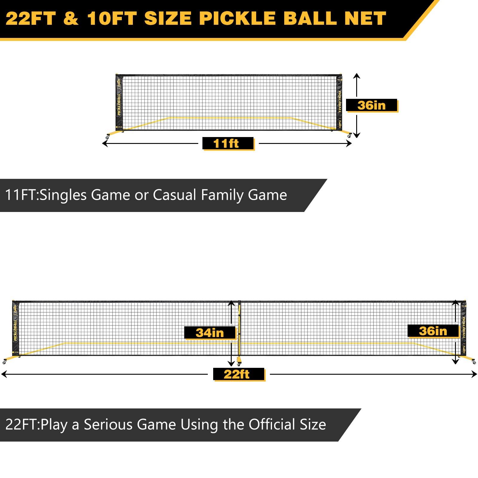 Portable Pickleball Net Set with Wheels, Regulation Size 22 FT & Half Court 11 FT, Steady Metal Frame Pickle Ball Net Set System with Carry Bag for Backyards, Driveways, and Garages - Image 7