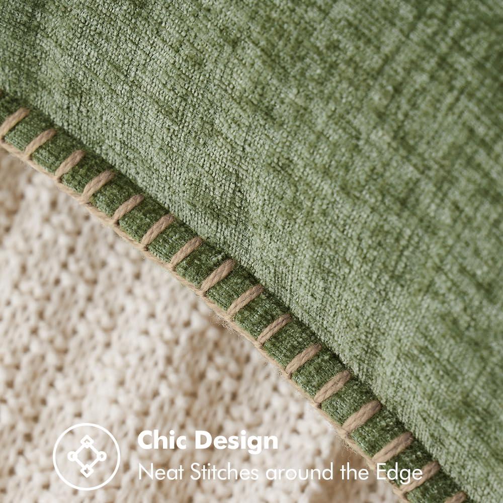 MIULEE Pack of 2 Couch Throw Pillow Covers 18x18 Inch Sage Green Farmhouse Decorative Pillow Covers with Stitched Edge Soft Chenille Solid Dyed Spring Pillow Covers for Sofa Bed Living Room - Image 2