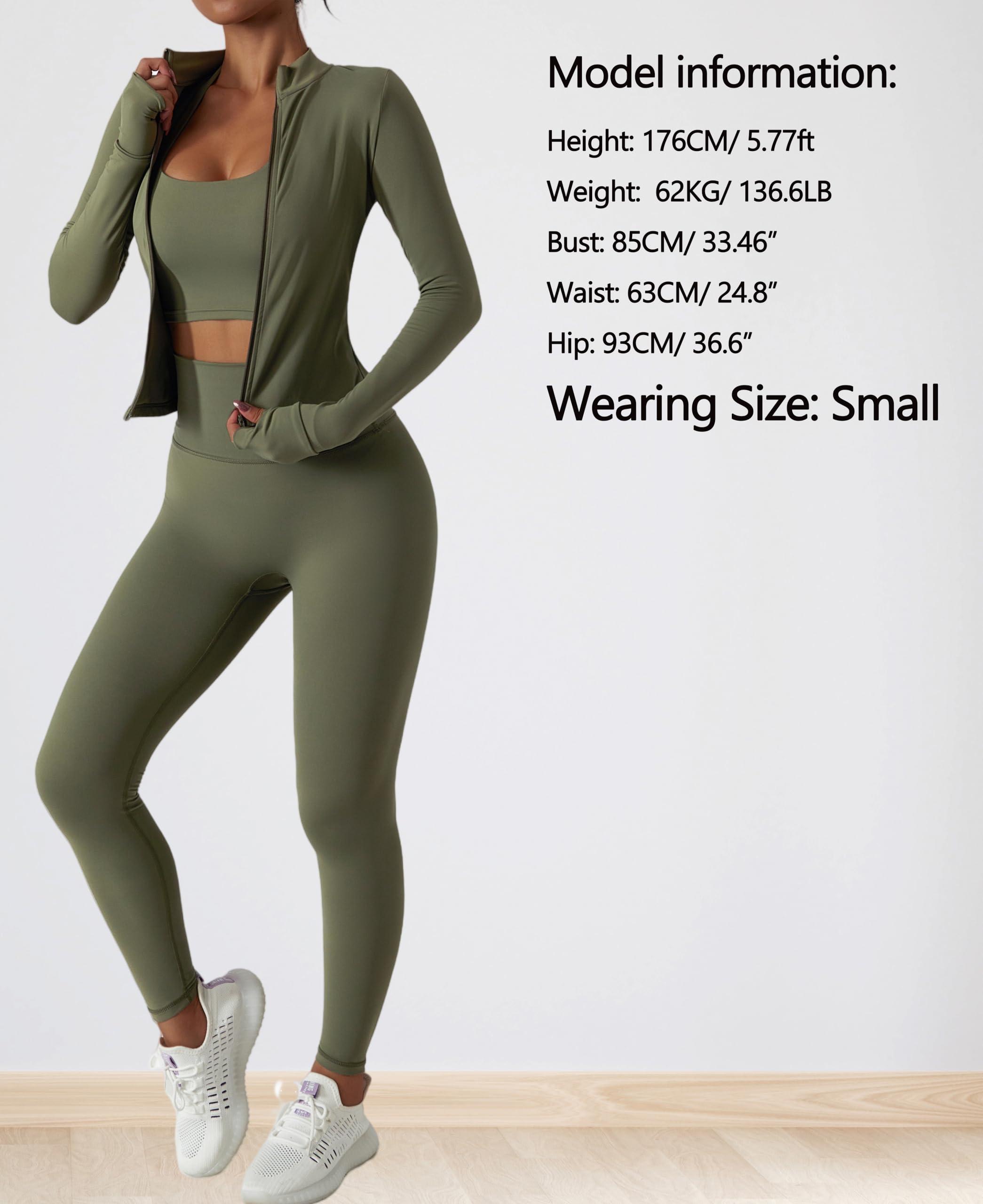 Yknktstc Womens Two Piece Tracksuit Set Long Sleeve Zipper Jacket with Athletic High Waist Leggings Workout Outfit - Image 4