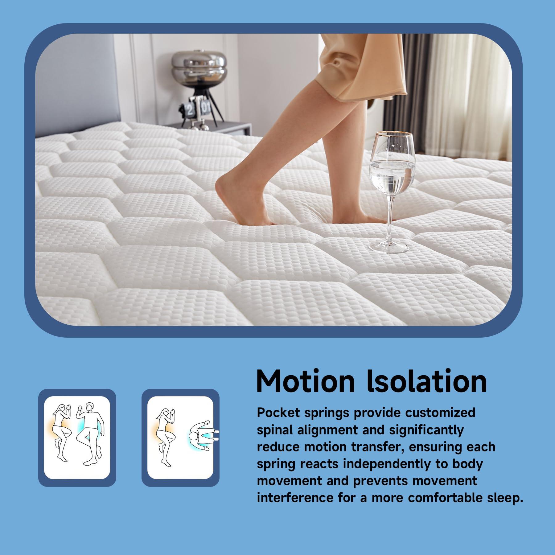 Uapev Queen Mattresses,10 Inch Queen Size Mattress in A Box, Memory Foam Hybrid Mattress with Individual Pocket Spring for Motion Isolation & Strong Edge Support, Stress & Pressure Relief,CertiPUR-US - Image 5