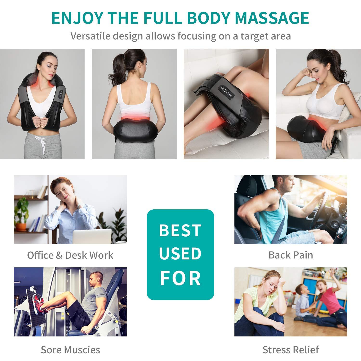 Shiatsu Neck and Back Massager with Soothing Heat, Nekteck Electric Deep Tissue 3D Kneading Massage Pillow for Shoulder, Leg, Body Muscle Pain Relief, Home, Office, and Car Use - Image 7