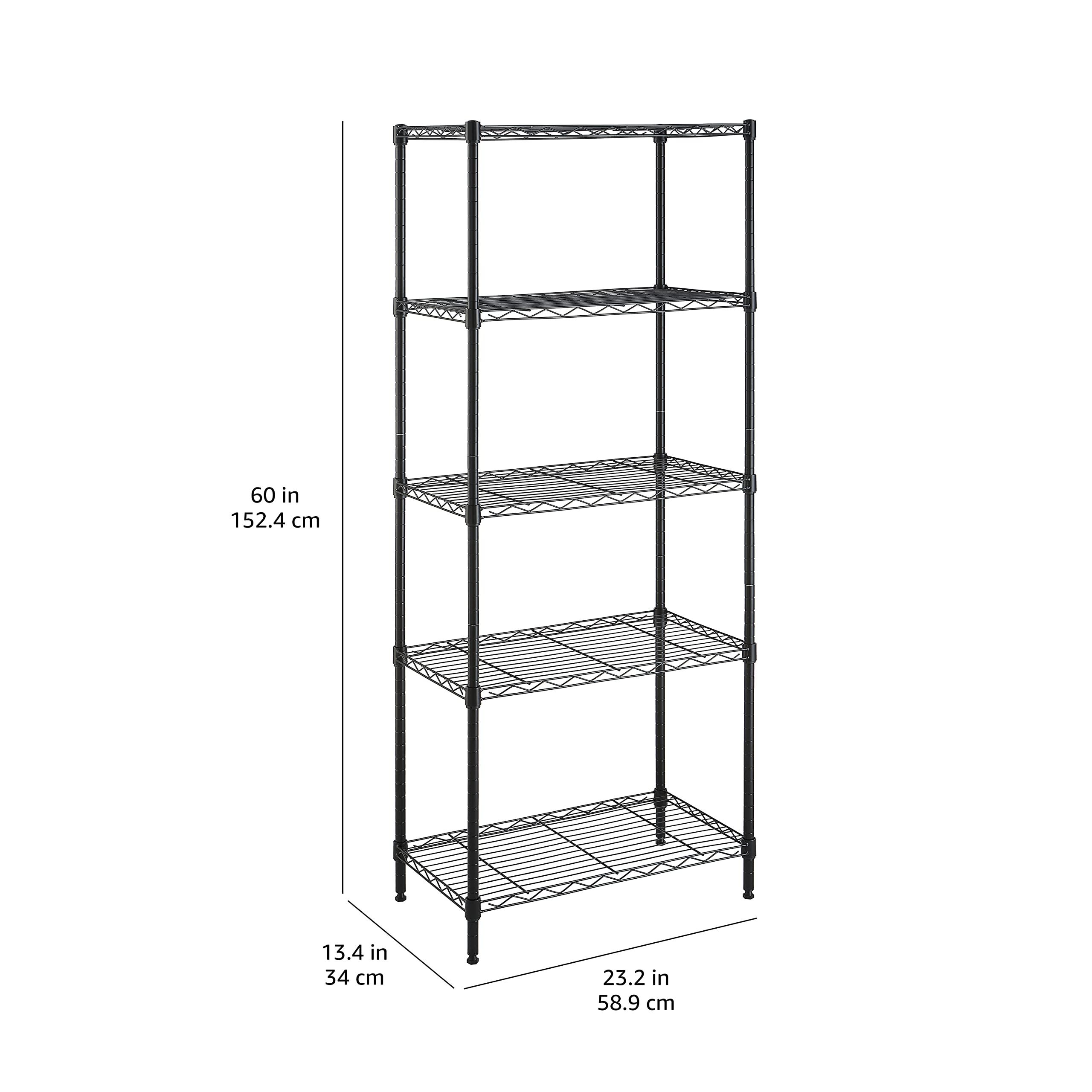 Amazon Basics 5-Shelf Multipurpose Adjustable Sturdy Steel Storage Shelving Unit, Easy Assembly, 13.4" D x 23.2"W x 60"H, Black - Image 8