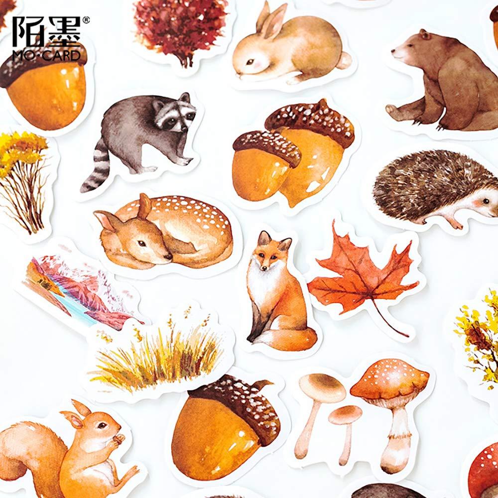 Small Scrapbooks Laptop Stickers, Doraking 46PCS Boxed Cute Autumn Style Stickers for Laptop, Scrapbooking, Suitcase (Autumn Forest, 46PCS/Box) - Image 2