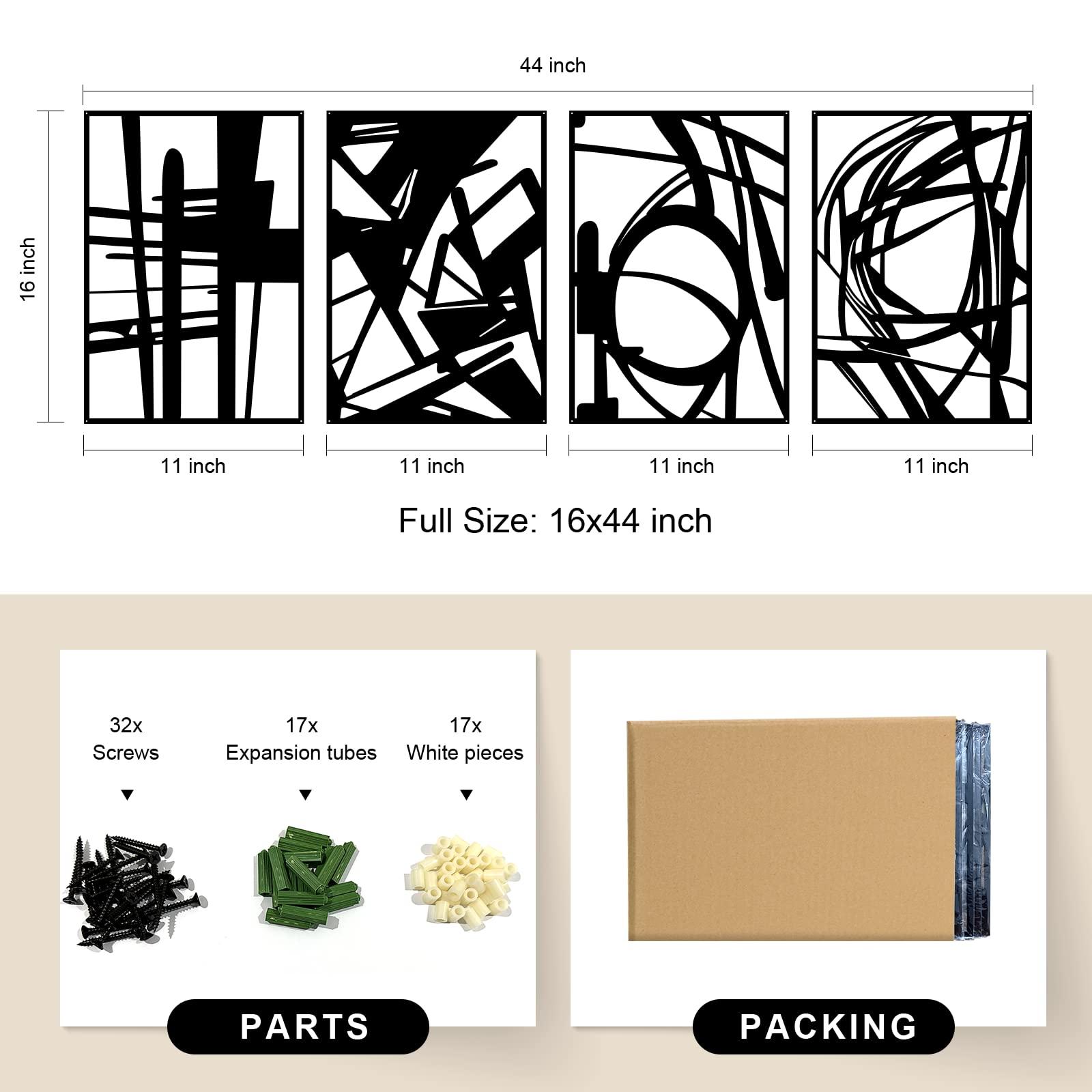 Glamativity 4 Pack Black Abstract Metal Wall Art, Minimalist Décor Single Line Art Wall Décor, 3D Textured Metal Wall Sculptures, for Living Room Bedroom Bathroom Study Room (Black Abstract, M Size 16 x 11'') - Image 2