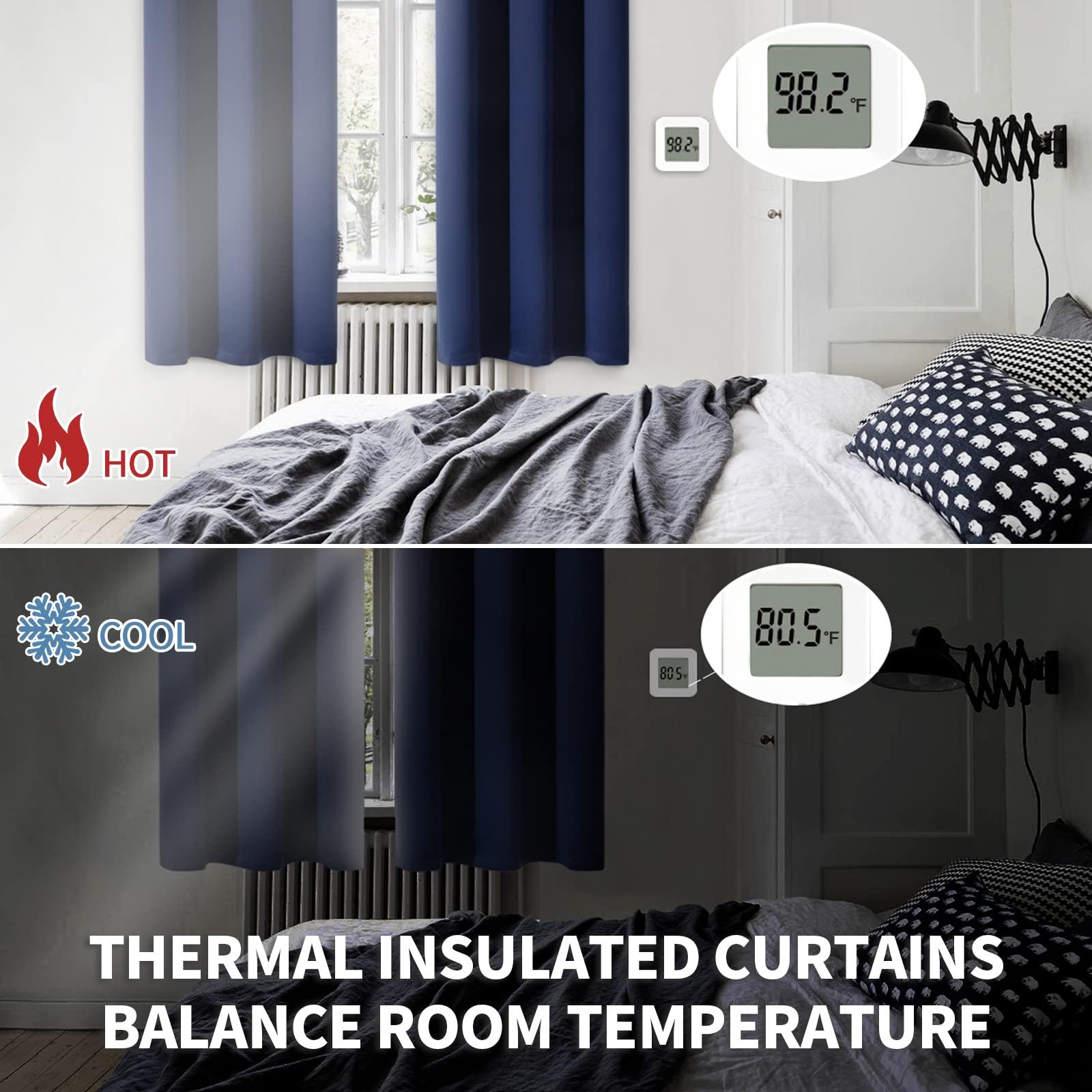 BGment Blackout Curtains for Bedroom 45 Inch Length - Room Darkening Drapes Thermal Insulated with Rod Pocket for Short Living Room Kitchen Bathroom Window, 42 x 45 Inch, 2 Panels, Navy Blue - Image 5