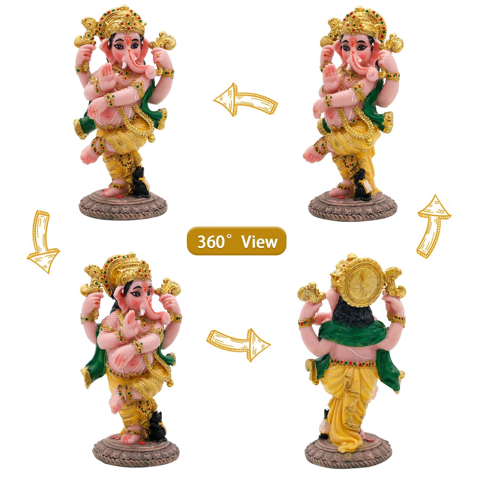 Indian God Ganesha Idol Statue - 5”H Hindu Dancing Ganesh Murti India Ganapati Pooja Item Home Office Temple Mandir Shrine Altar Diwali Puja Spiritual Decor Ideal Gifts for Indian Friend Relative - Image 4